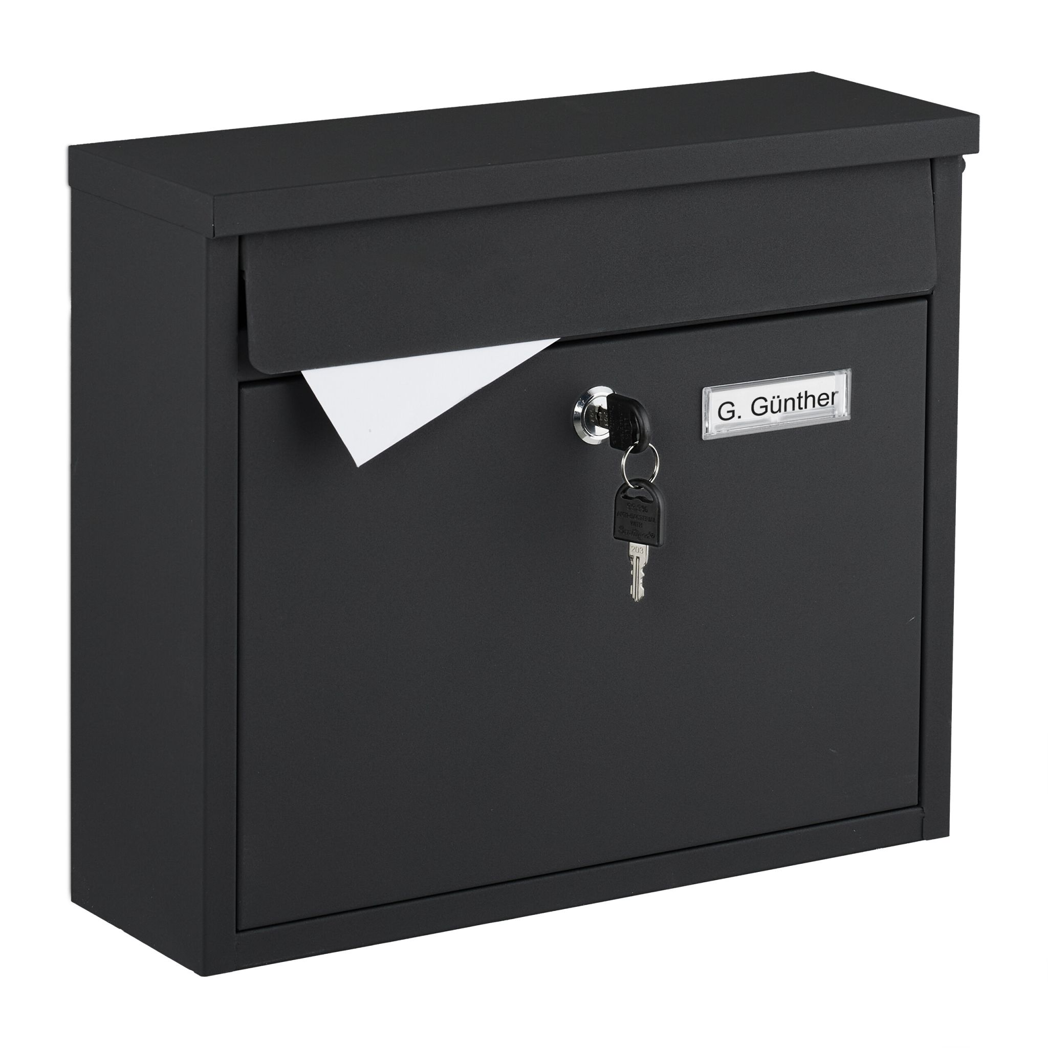 Briefkasten kompakt Schwarz-Silber-Transparent