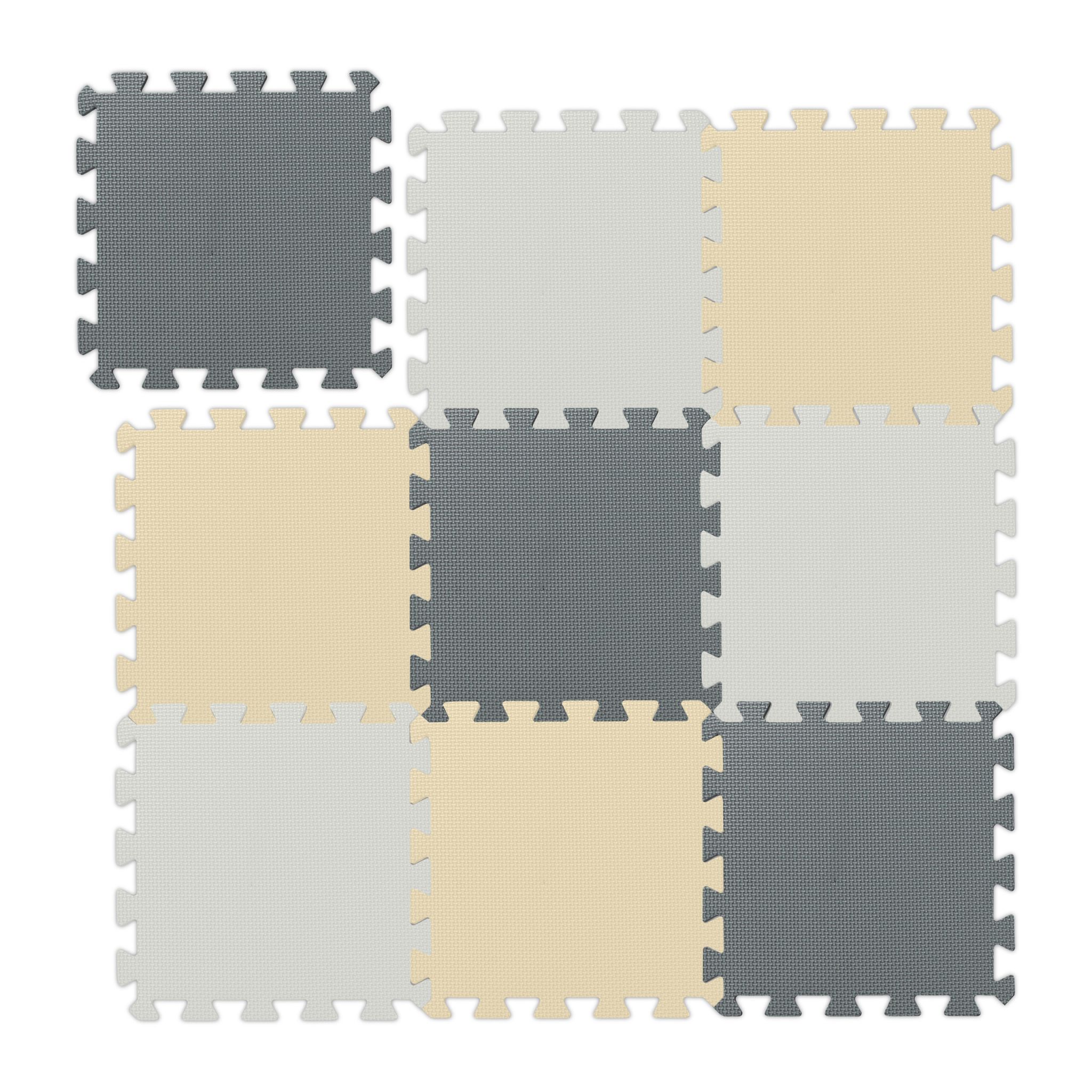 Puzzlematte 3-farbig Set Beige-Weiss-Grau