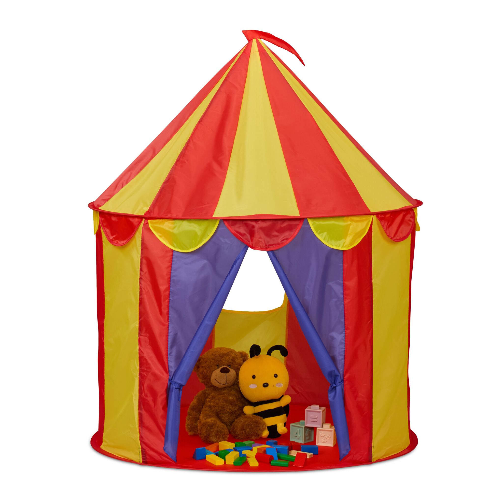 Spielzelt Zirkus Kinder Blau-Gelb-Rot