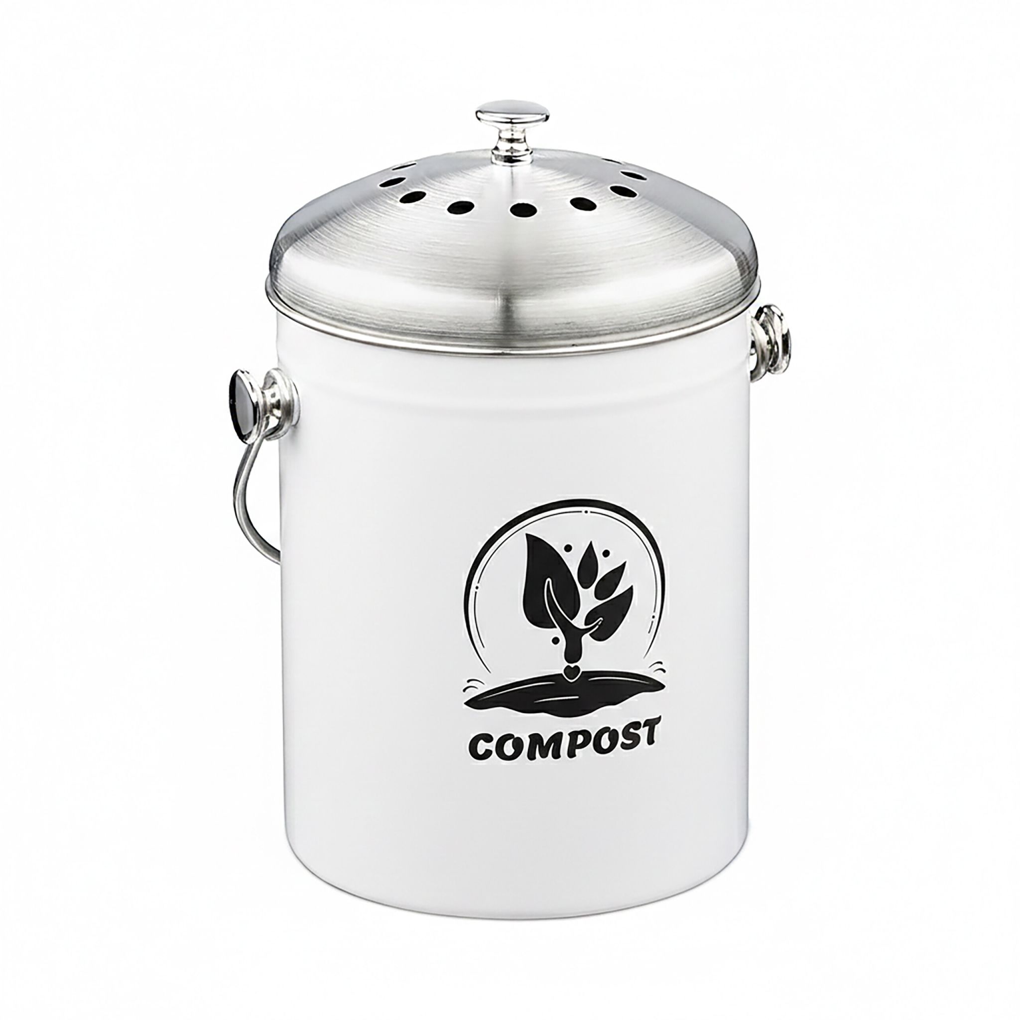 Komposteimer mit Geruchsfilter 5L Weiss-Schwarz