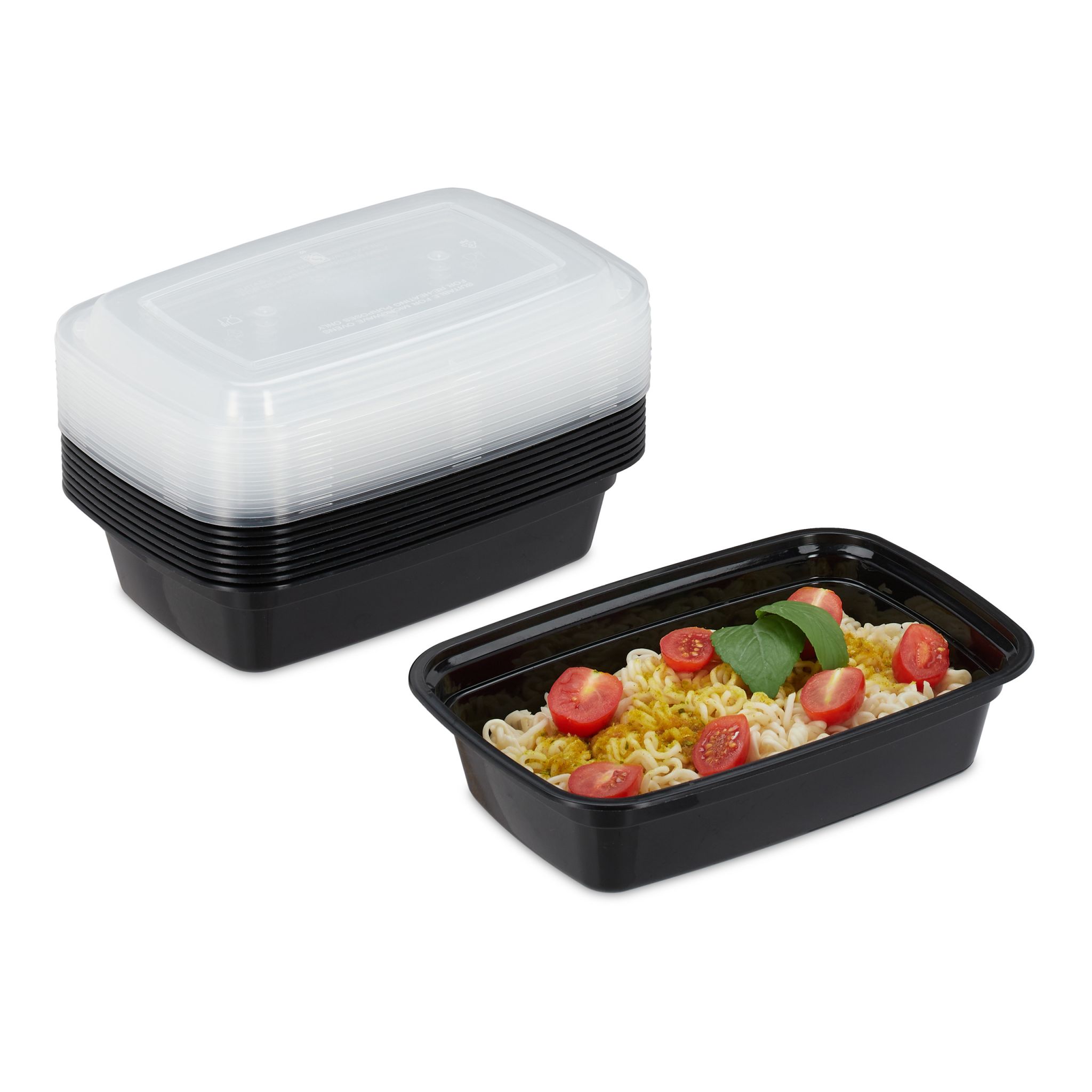 Meal Prep Boxen 1 Fach 10er-Set Schwarz-Transparent