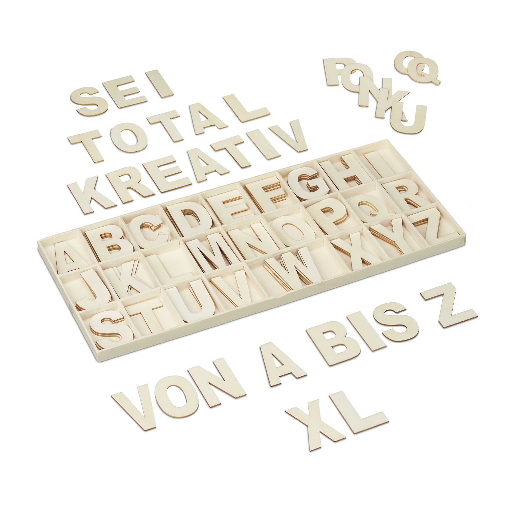 Holzbuchstaben XL 104er-Set Beige