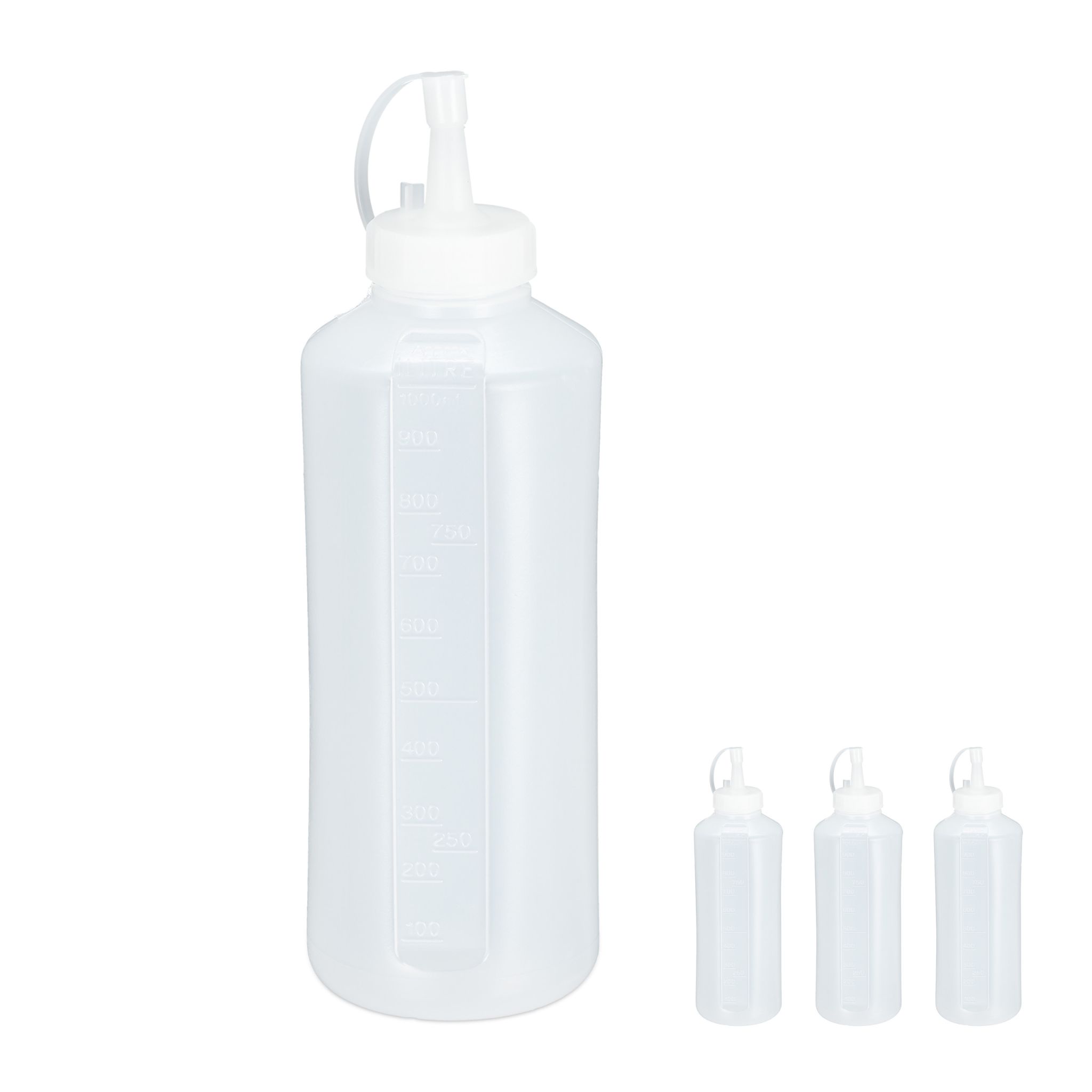 Quetschflasche 1000ml 4er-Set Transparent