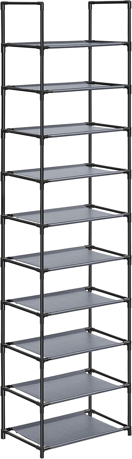 Schuhregal 10 Ebenen 45 cm breit grau Metall