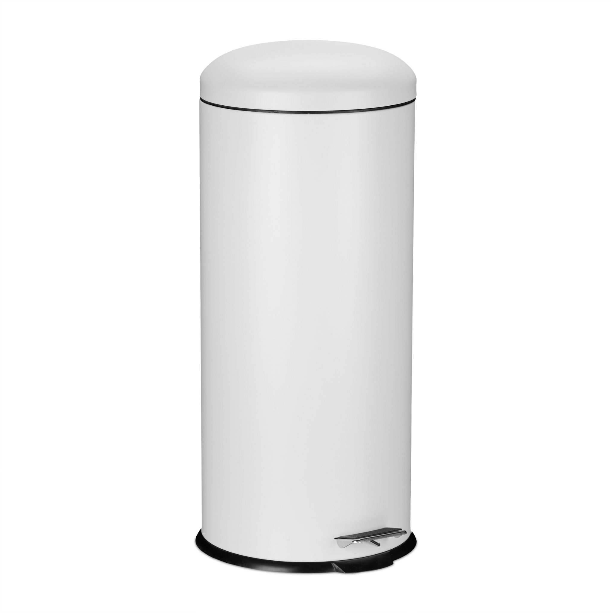 Mülleimer 30L Weiss-Schwarz-Silber