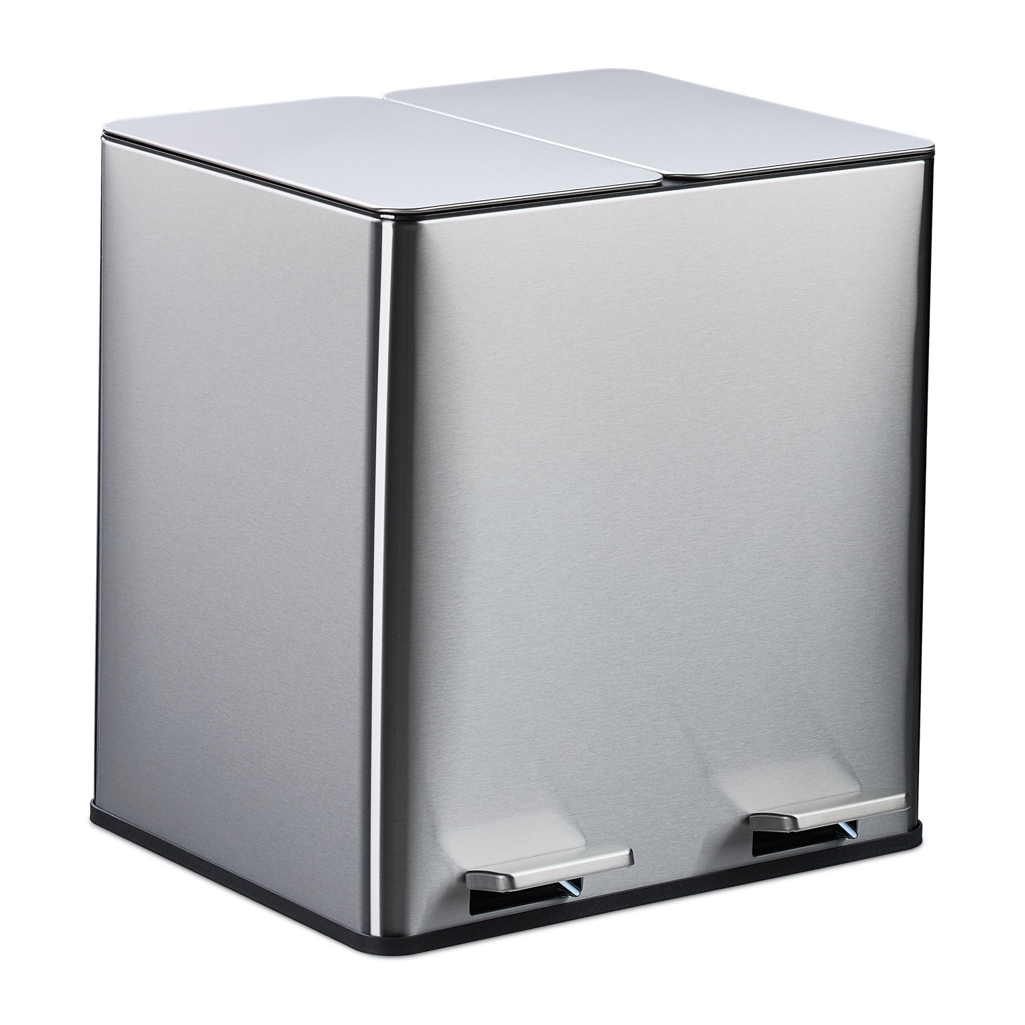 Mülleimer mit Geruchsfilter 2x15L Schwarz-Silber