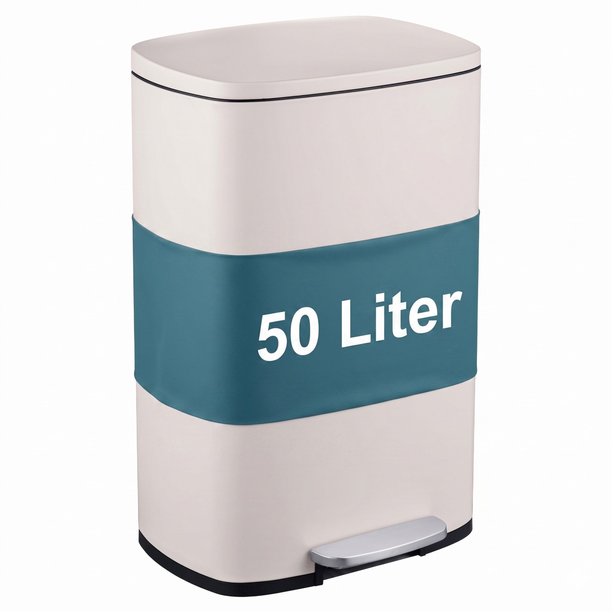 Mülleimer Küche 50L Beige-Schwarz-Silber