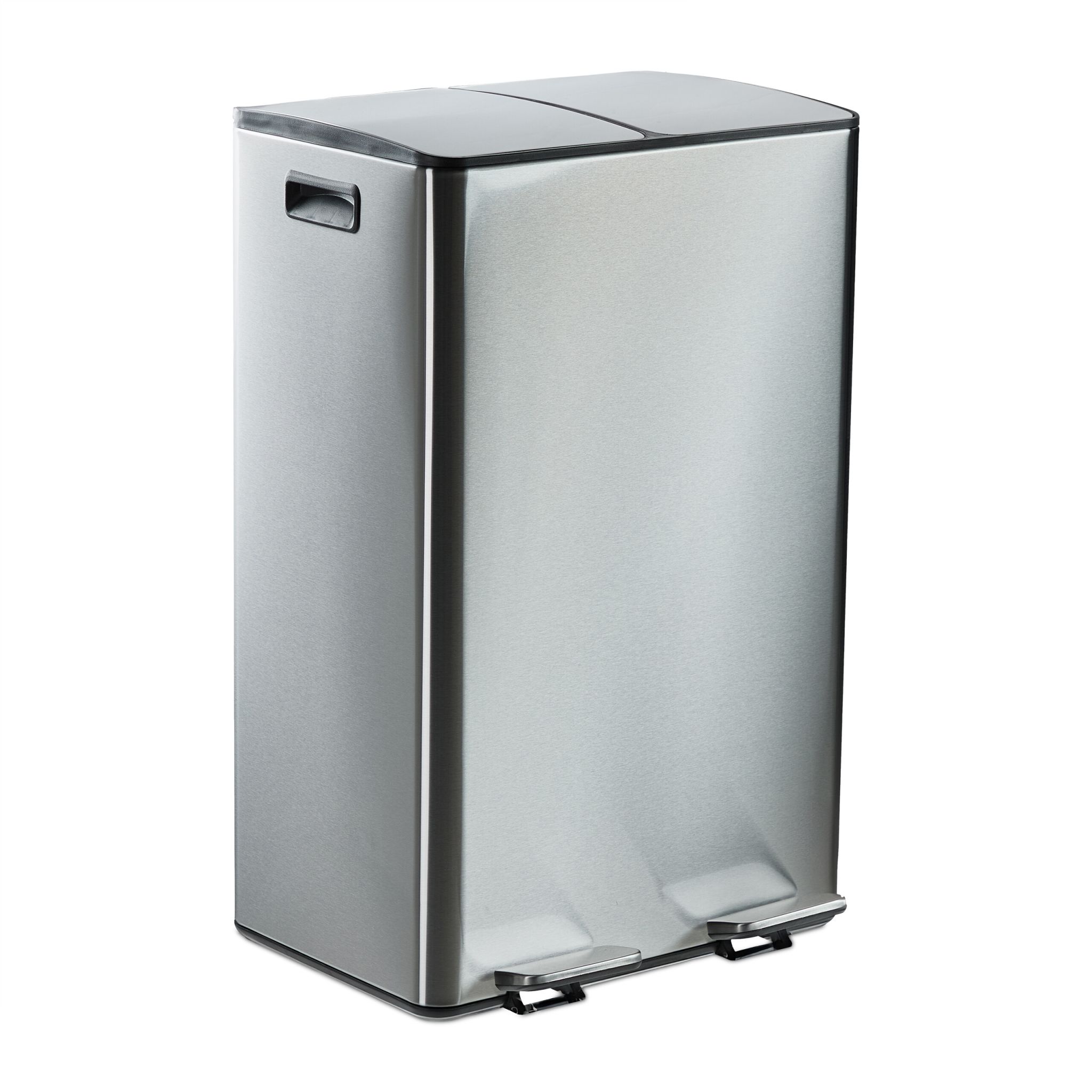 Mülleimer 2 x 30L Schwarz-Silber