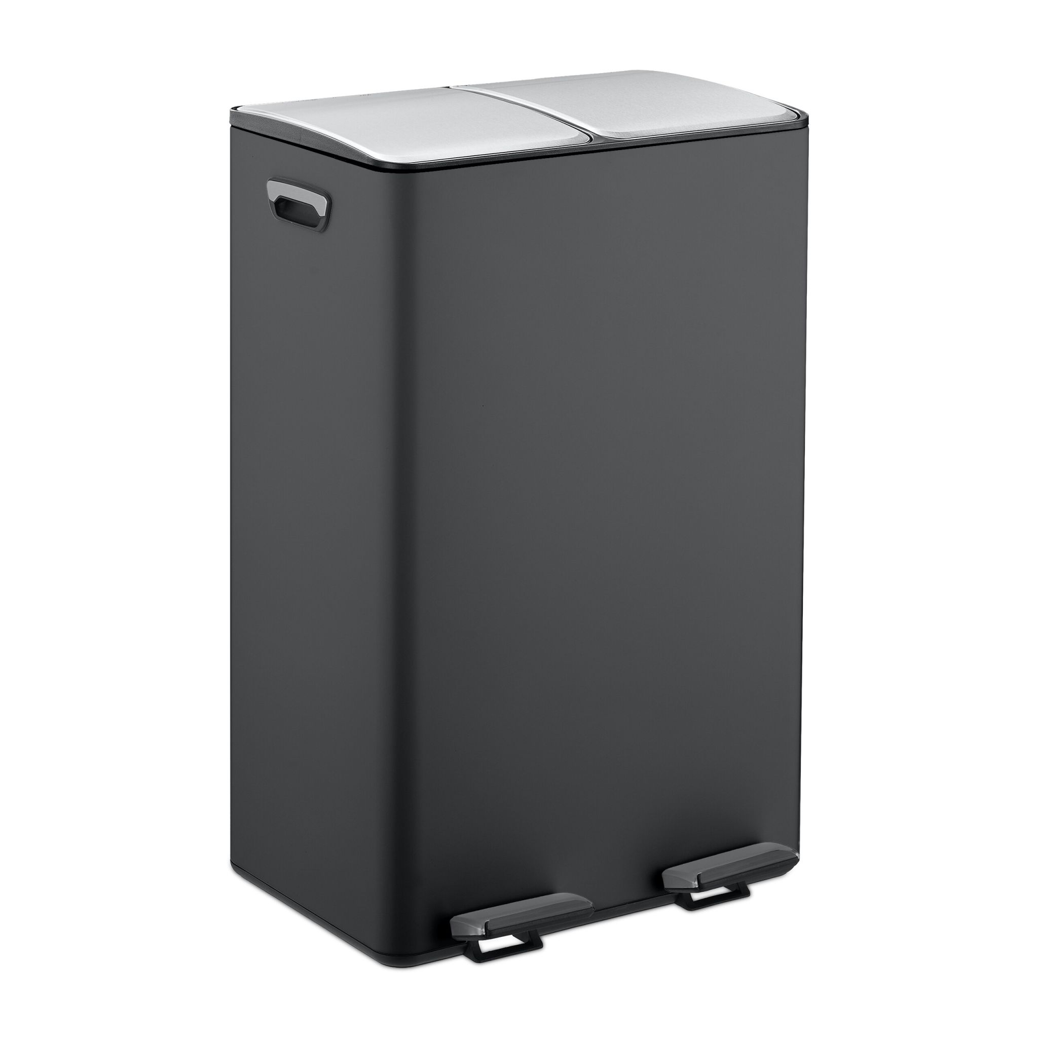 Mülleimer Küche 2x 30L Schwarz-Silber