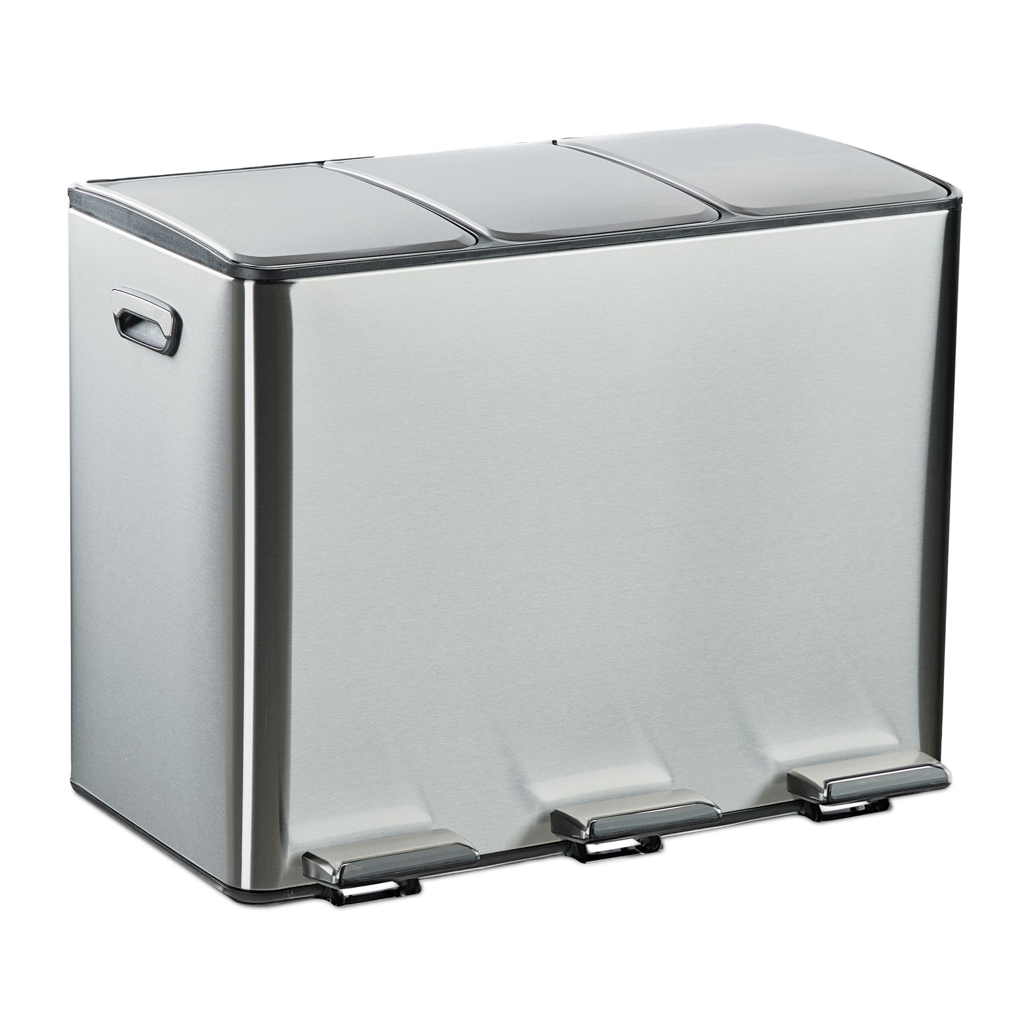 Mülleimer 3 Fächer 15L Schwarz-Silber