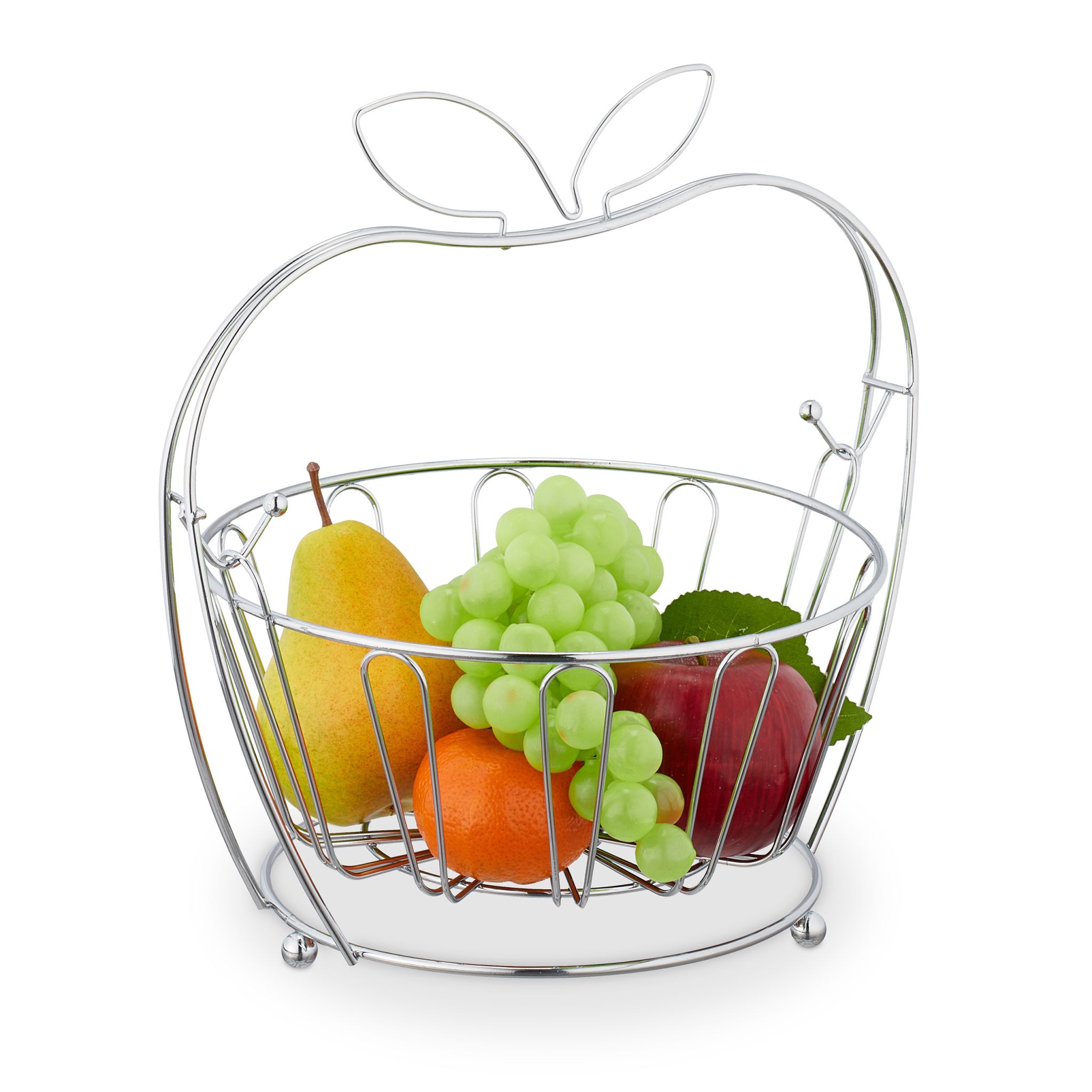 Obstschale Apfel Metall Silber
