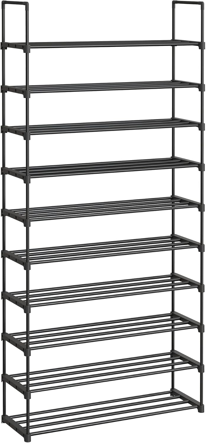 Schuhregal 10 Ebenen schmal Metall schwarz