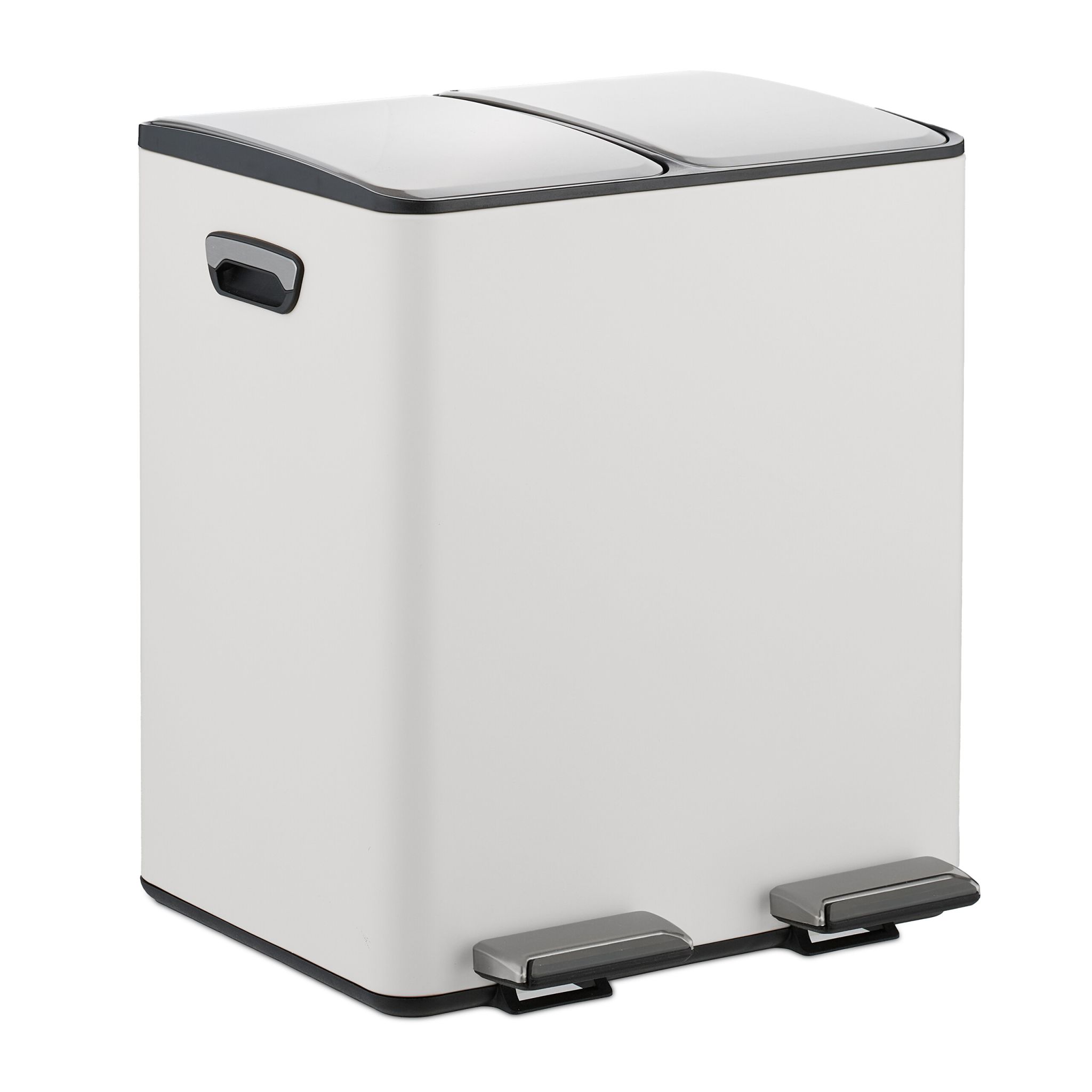 Mülleimer Küche 2x 15L Weiss-Silber