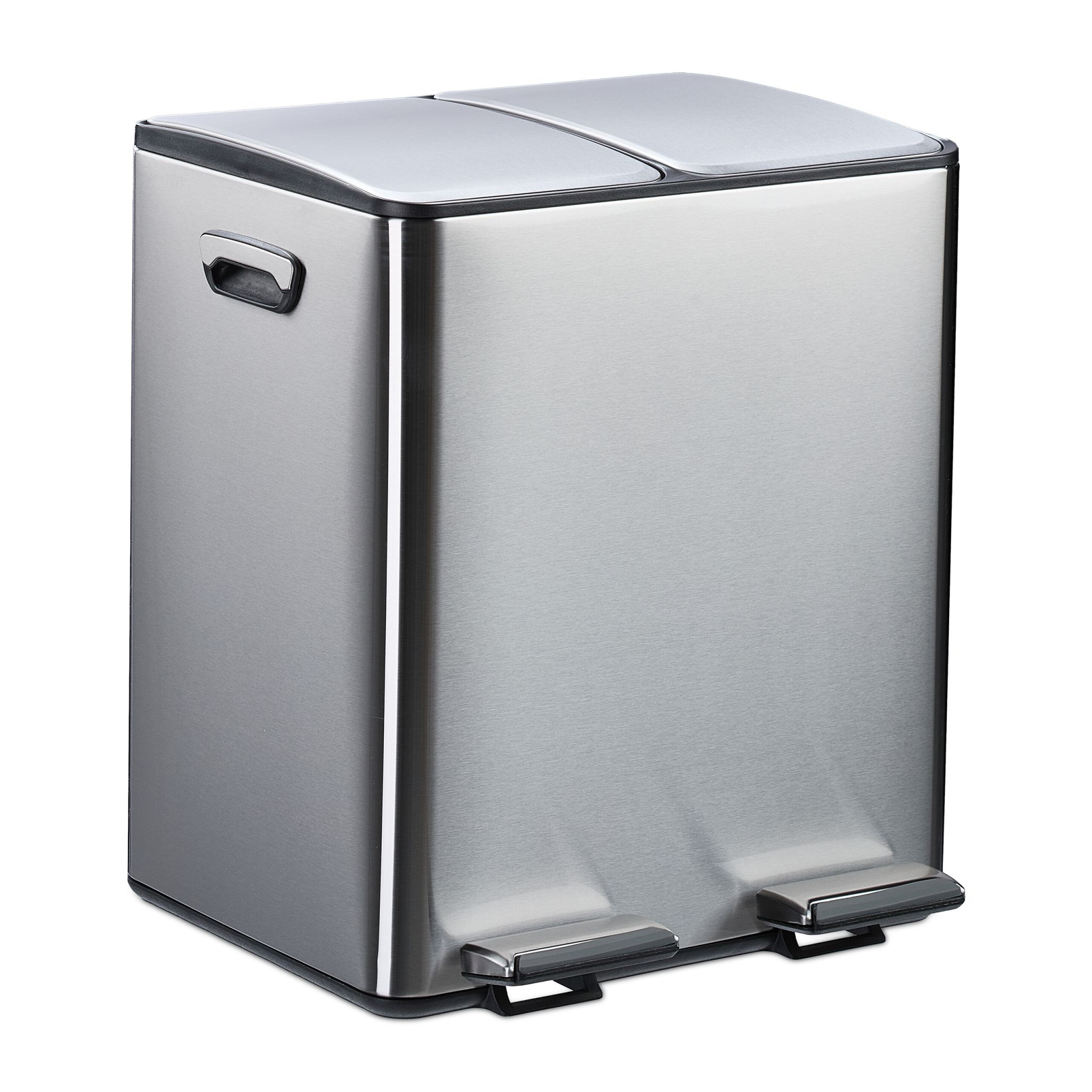 Mülleimer Küche 2x 15L Schwarz-Silber