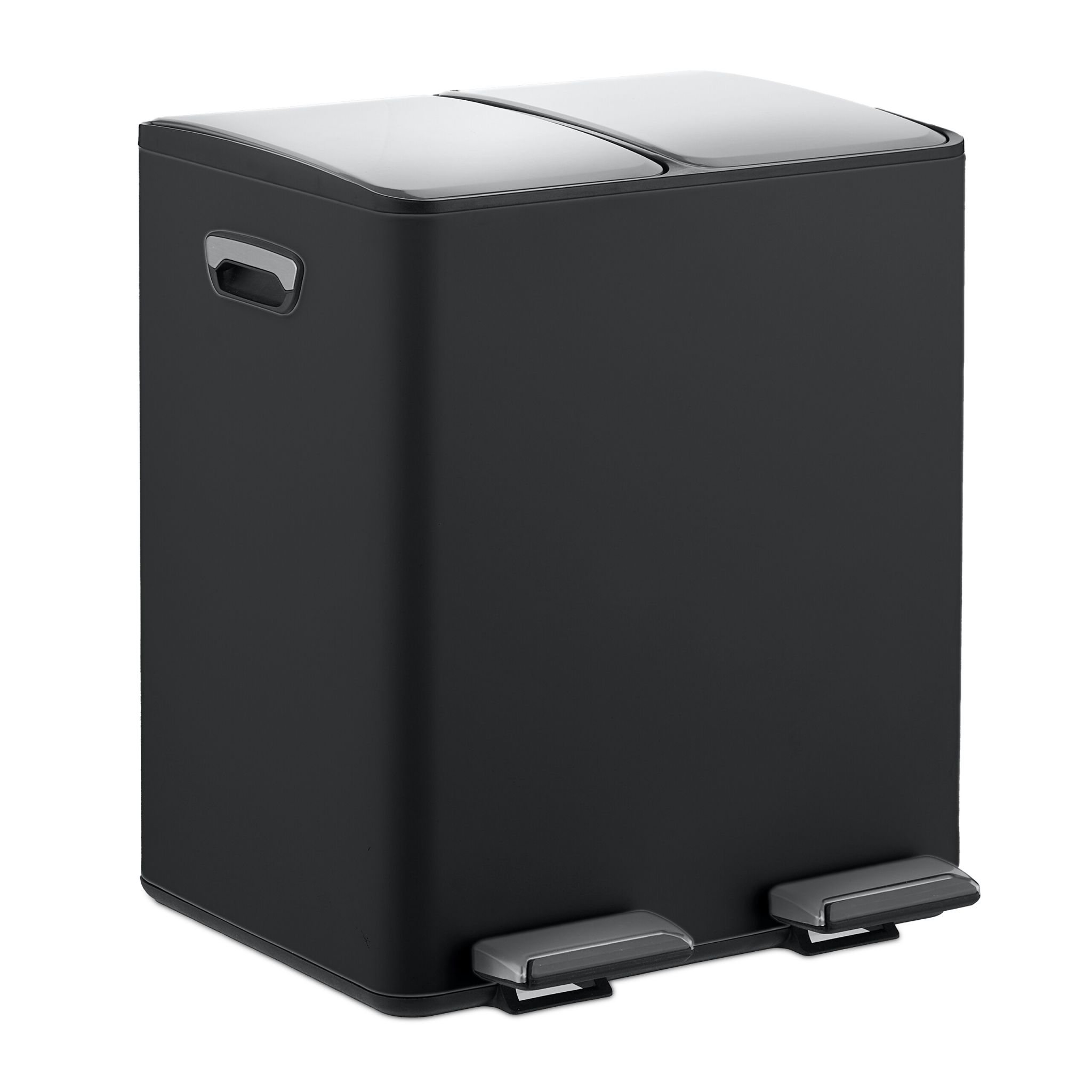 Mülleimer Küche 2x 15L Schwarz-Silber