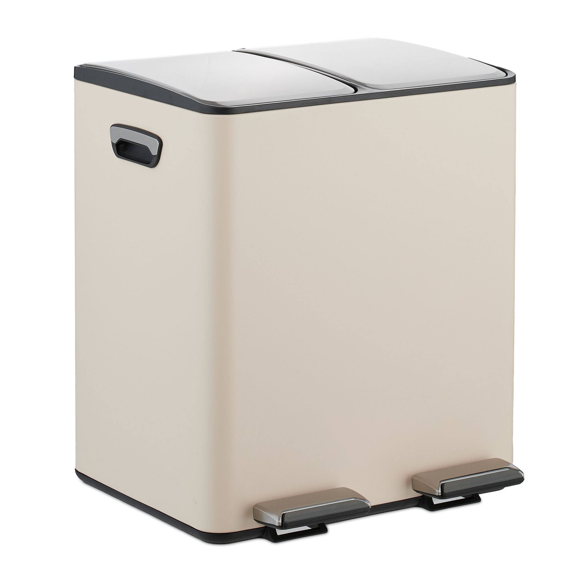 Mülleimer Küche 2x 15L Beige-Silber