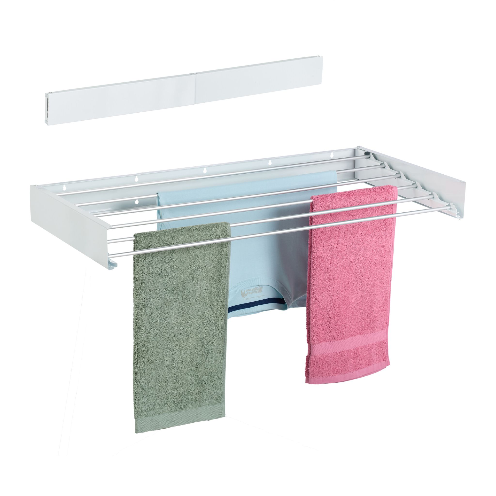 Wäscheständer Wandmontage klappbar Weiss-Silber