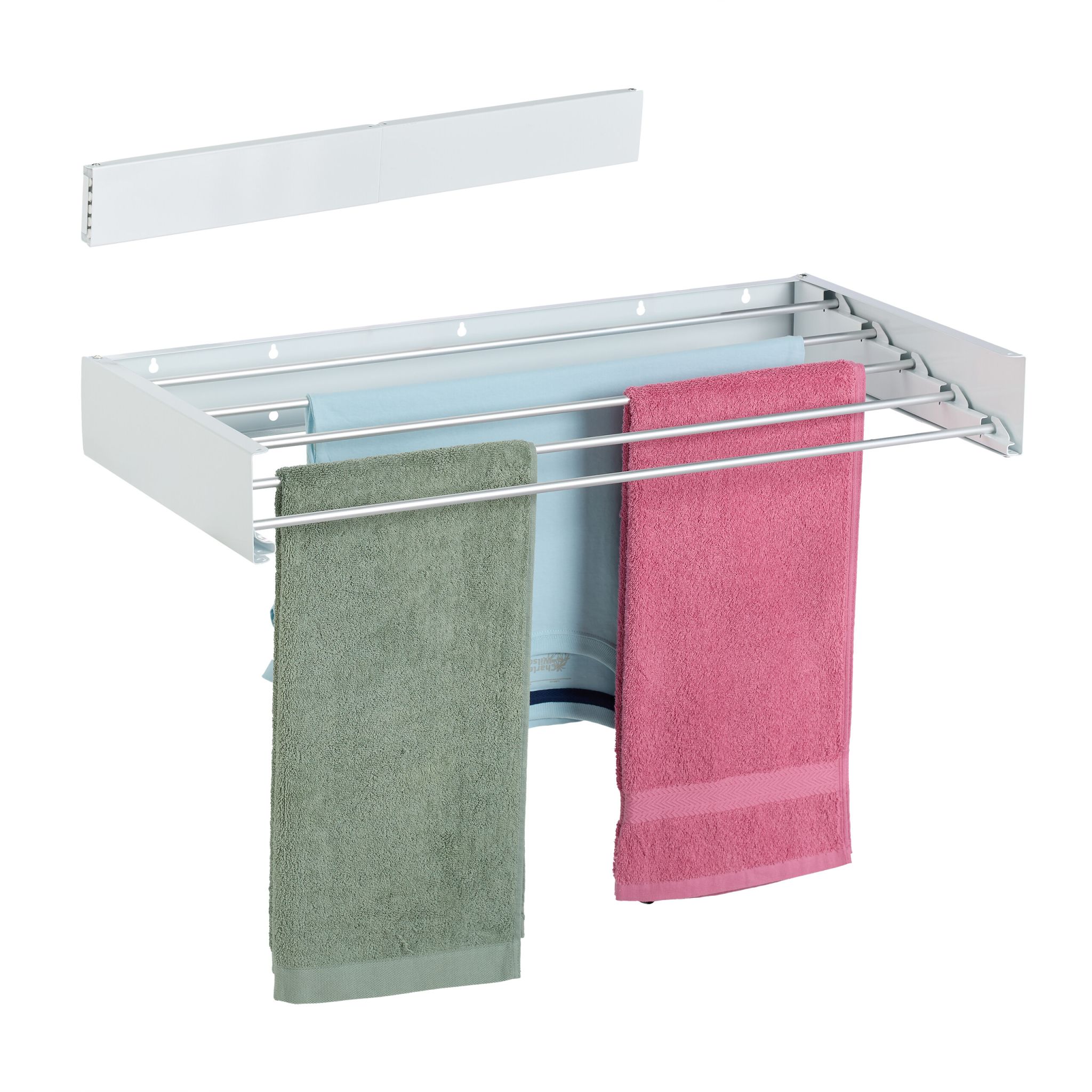 Wäscheständer Wandmontage klappbar Weiss-Silber