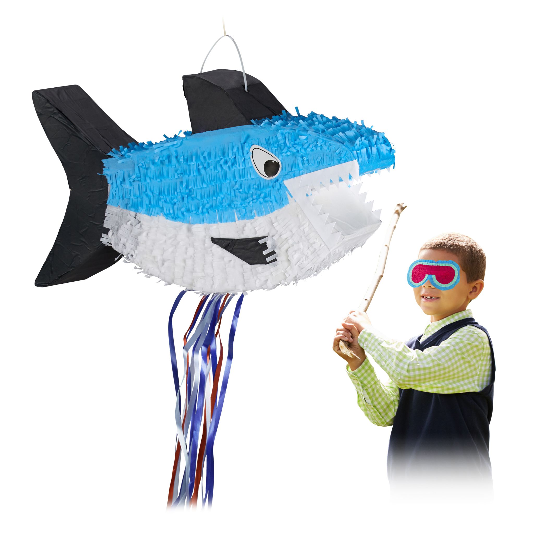 Pinata Hai Weiss-Hellblau-Schwarz