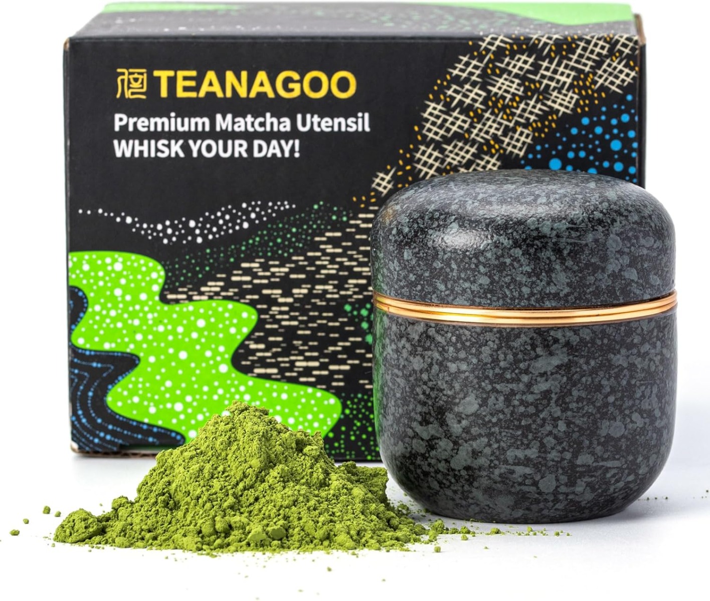 Teedose für Matchapulver Obsidian