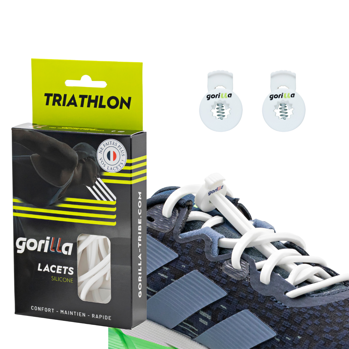 Elastische Schnürsenkel Flexibel Ohne Binden Silikon Triathlon Weiss