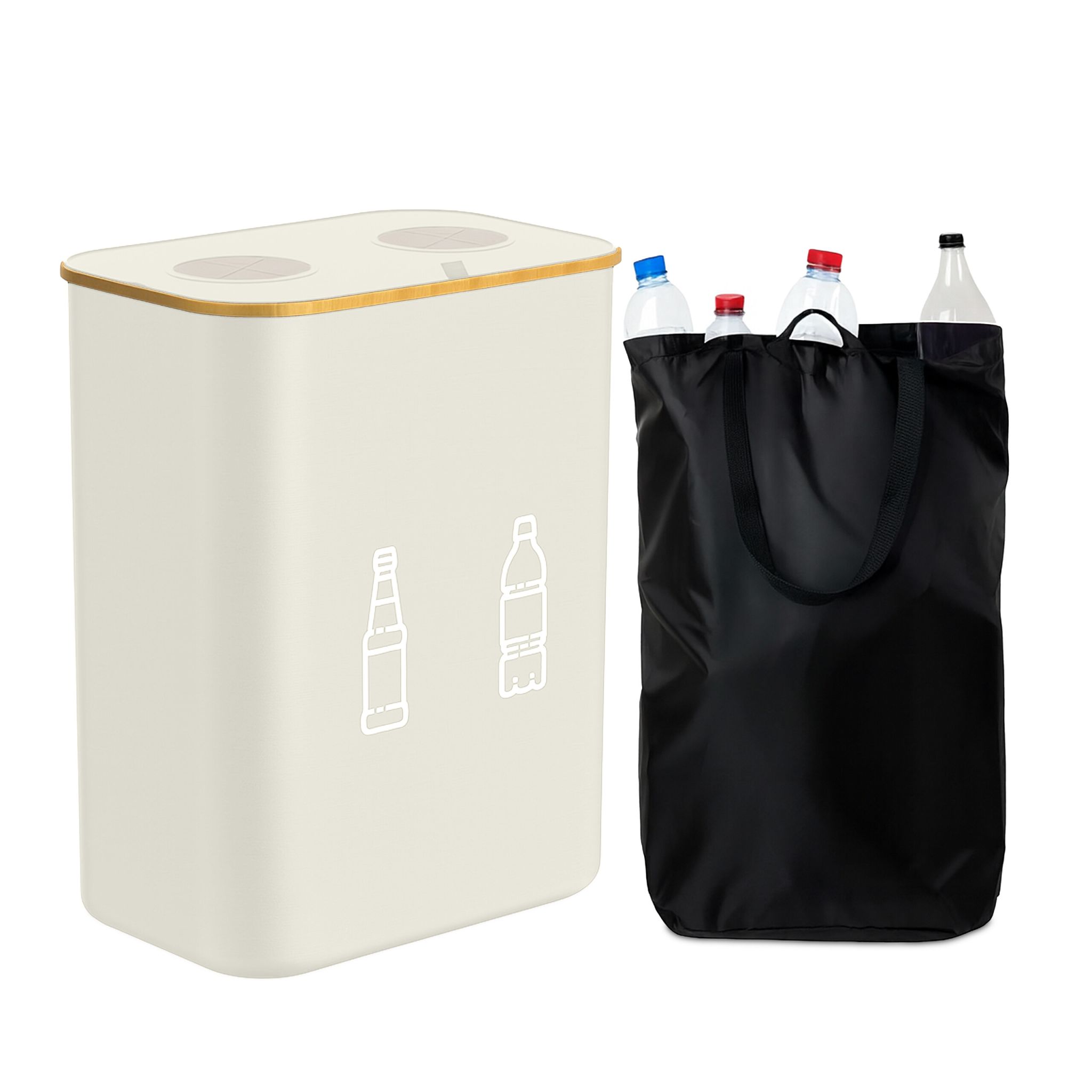 Flaschen Sammelbehälter 160l Weiss-Hellbraun-Grau