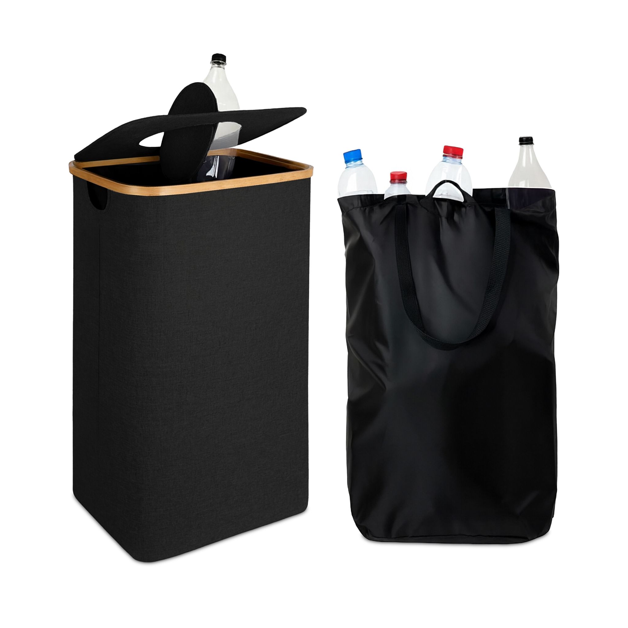 Flaschen Sammelbehälter 100l Hellbraun-Schwarz
