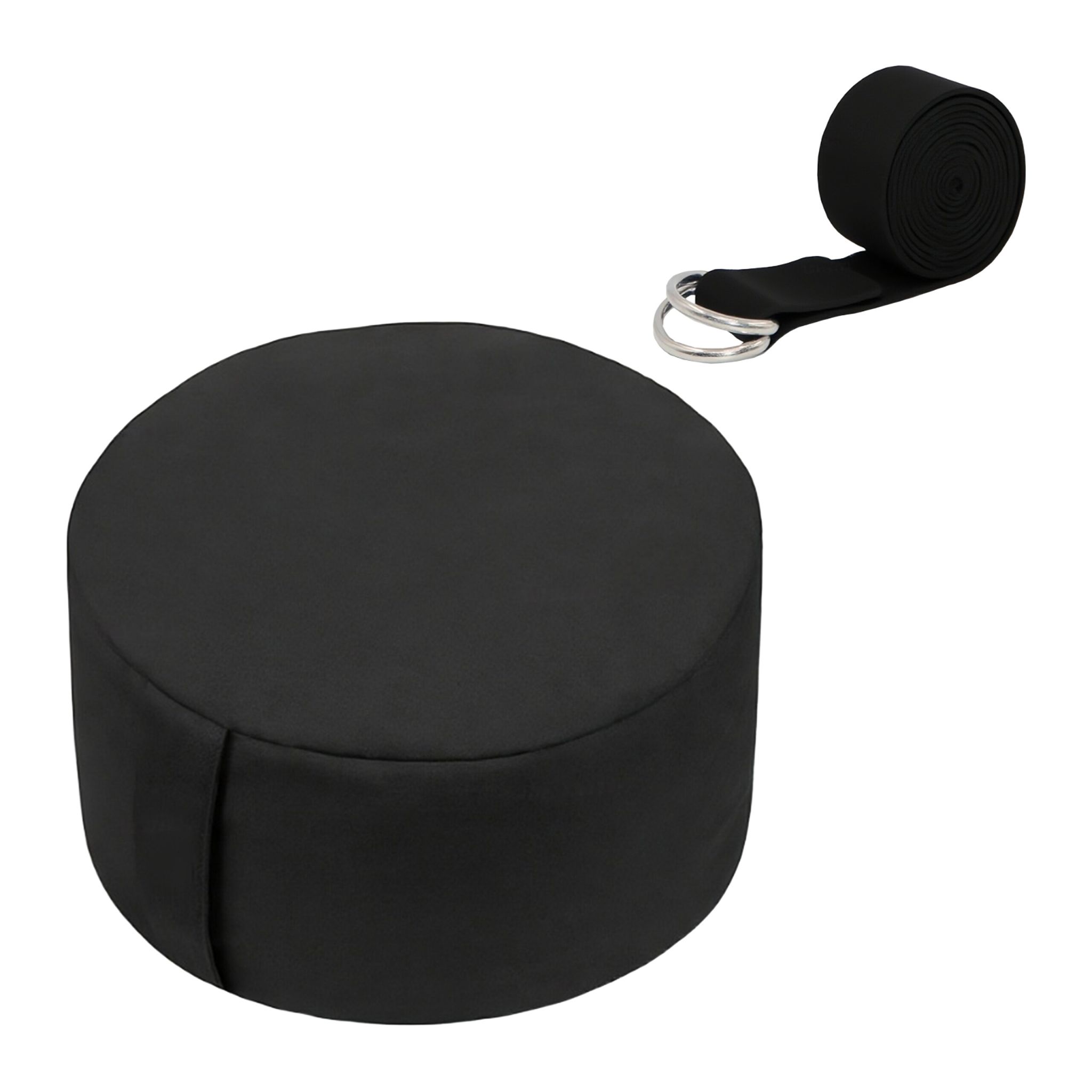 Meditationskissen mit Yogagurt Schwarz