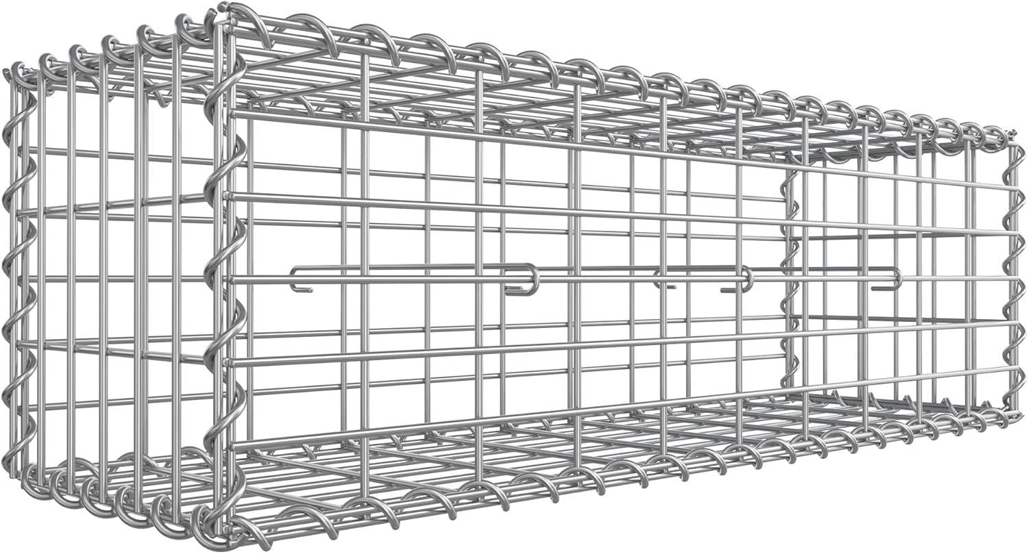Gabionenkorb verzinkt 100x30x30cm silber Metall
