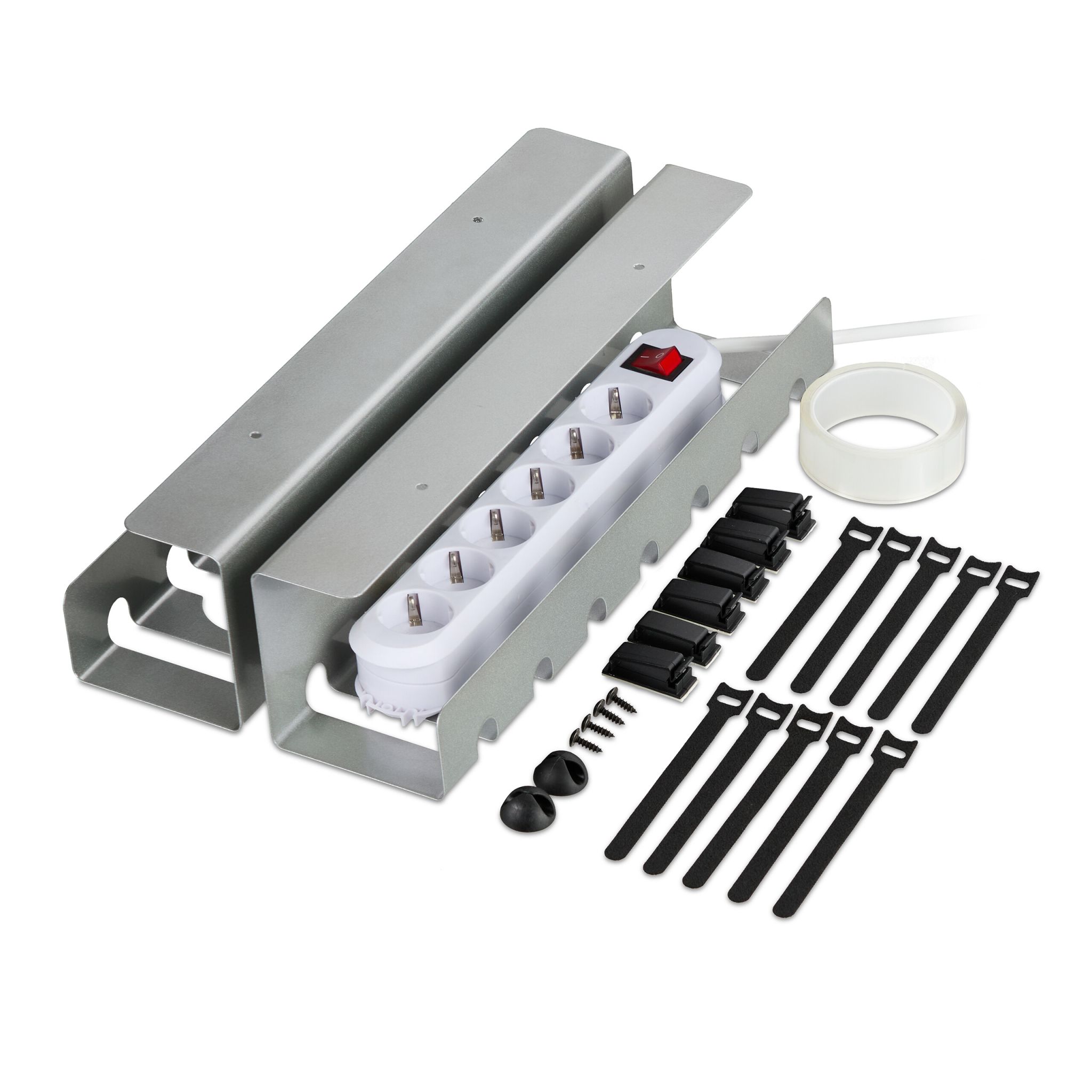 Kabelkanal für Schreibtisch 2er-Set Silber