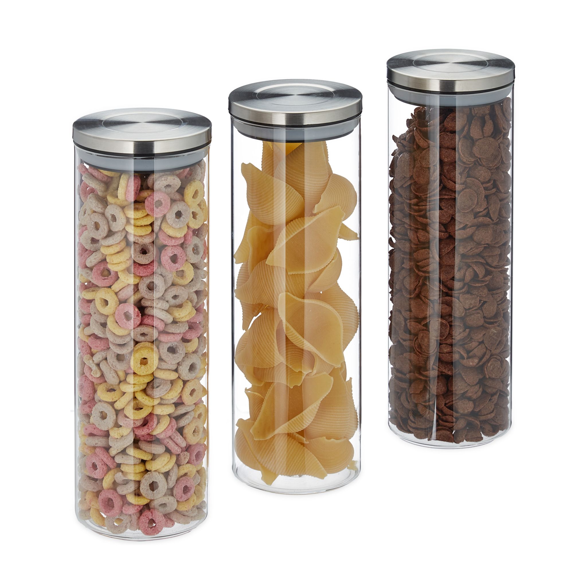 Vorratsglas 3er-Set 1,6L Silber-Transparent