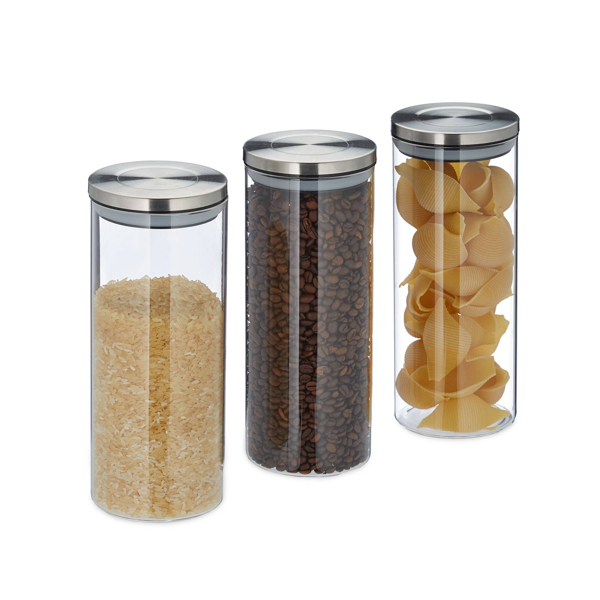Vorratsglas 3er-Set 1,5L Silber-Transparent