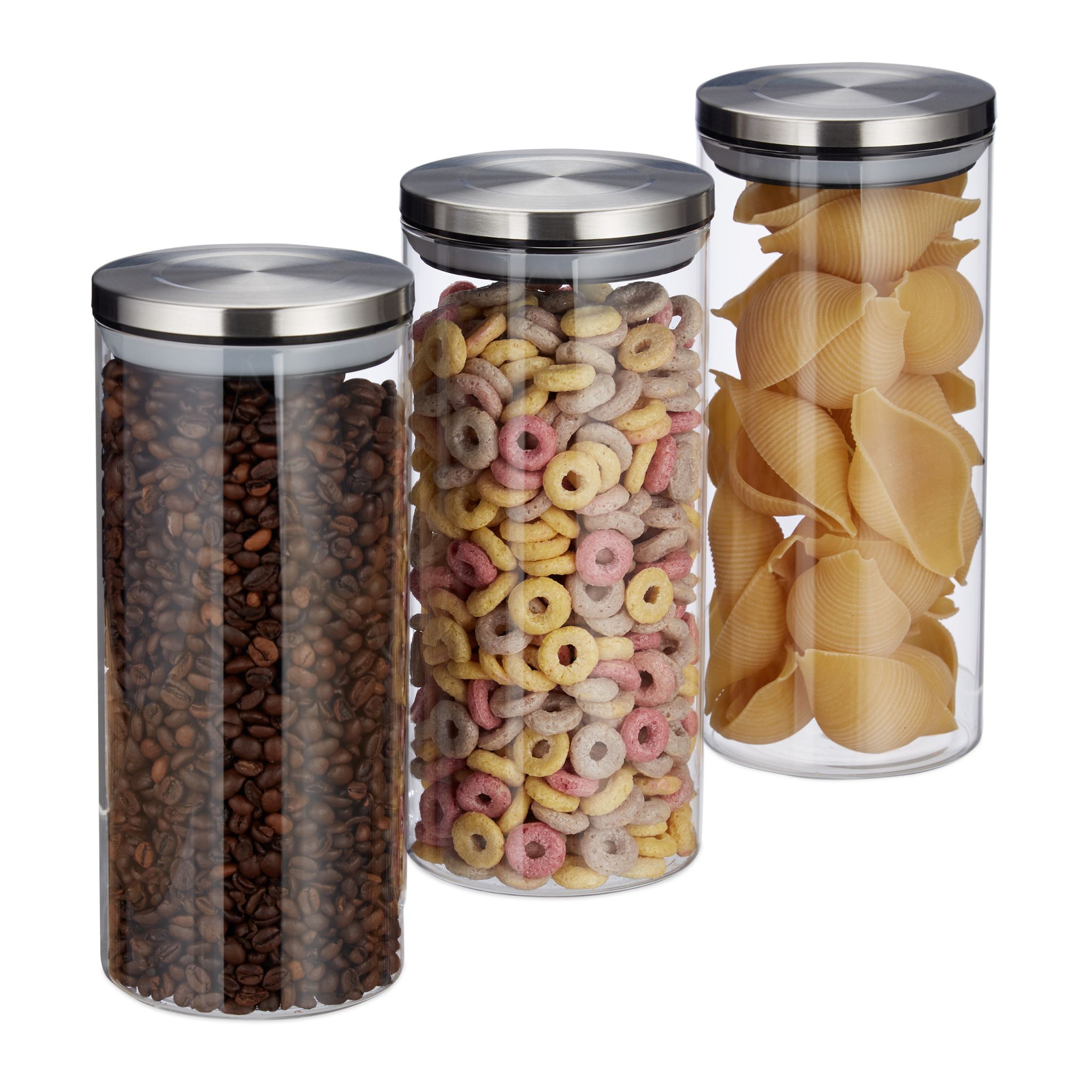 Vorratsglas 3er-Set je 1,3L Silber-Transparent