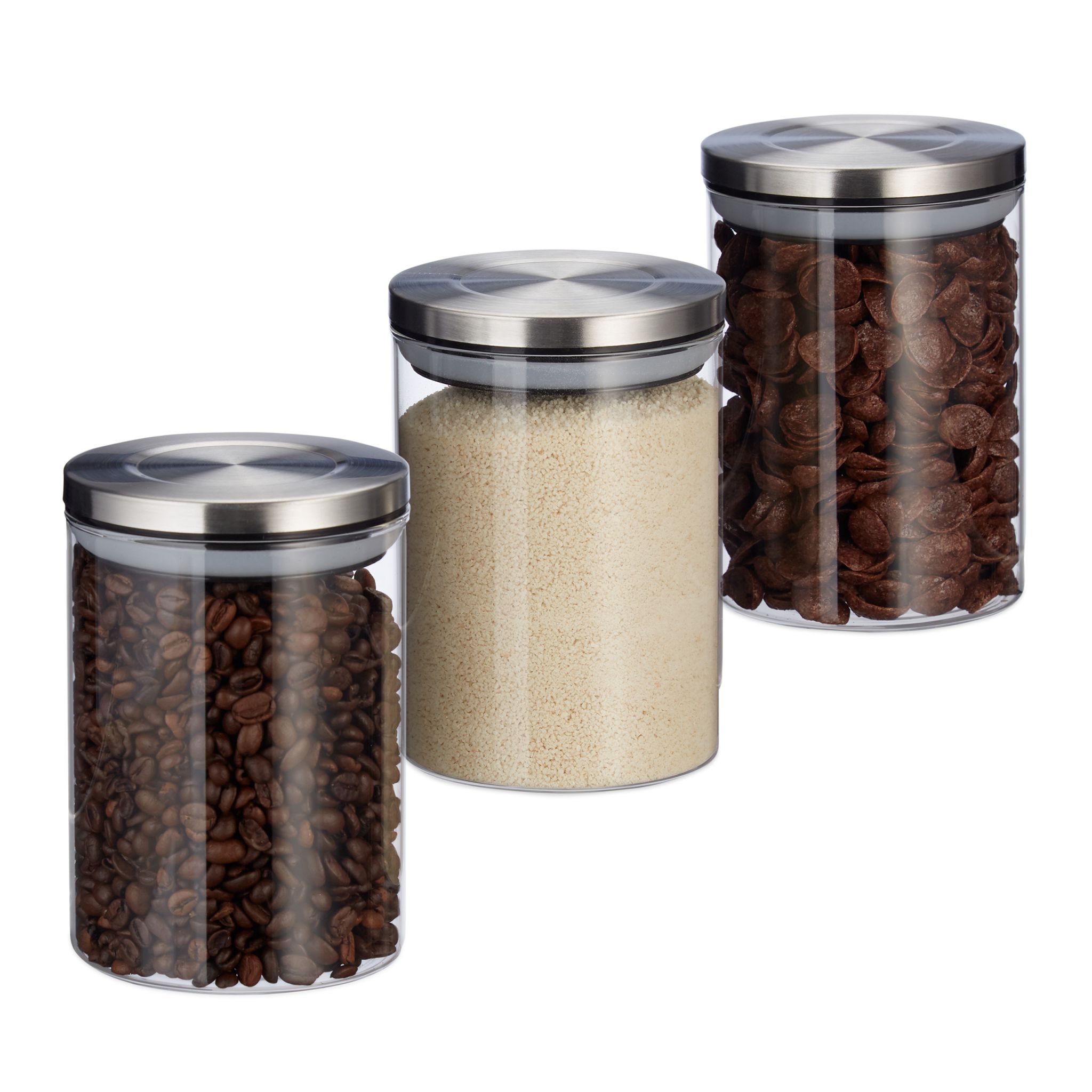 Vorratsglas 3er-Set je 750ml Silber-Transparent