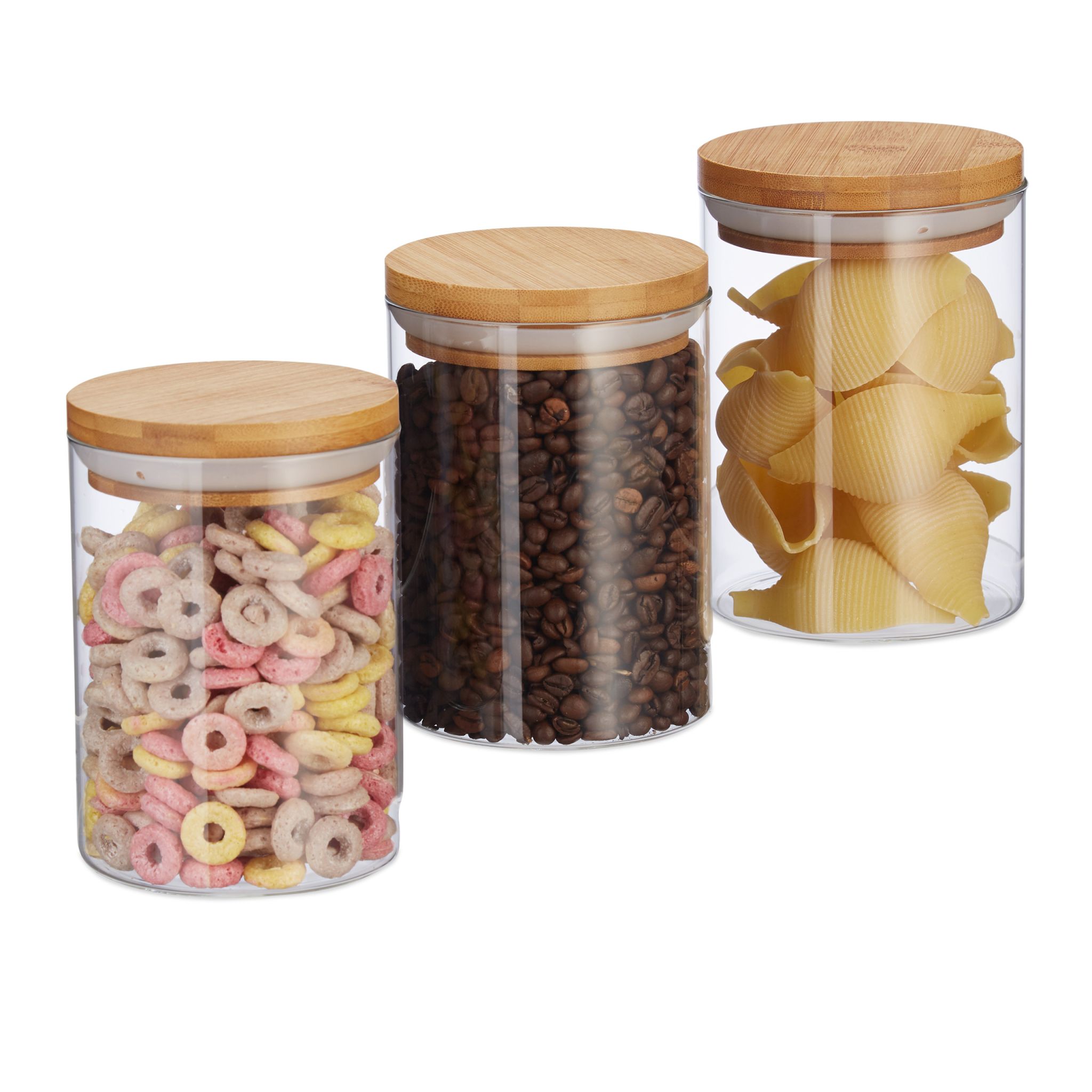 Vorratsdosen Glas 600ml 3er-Set Hellbraun-Transparent