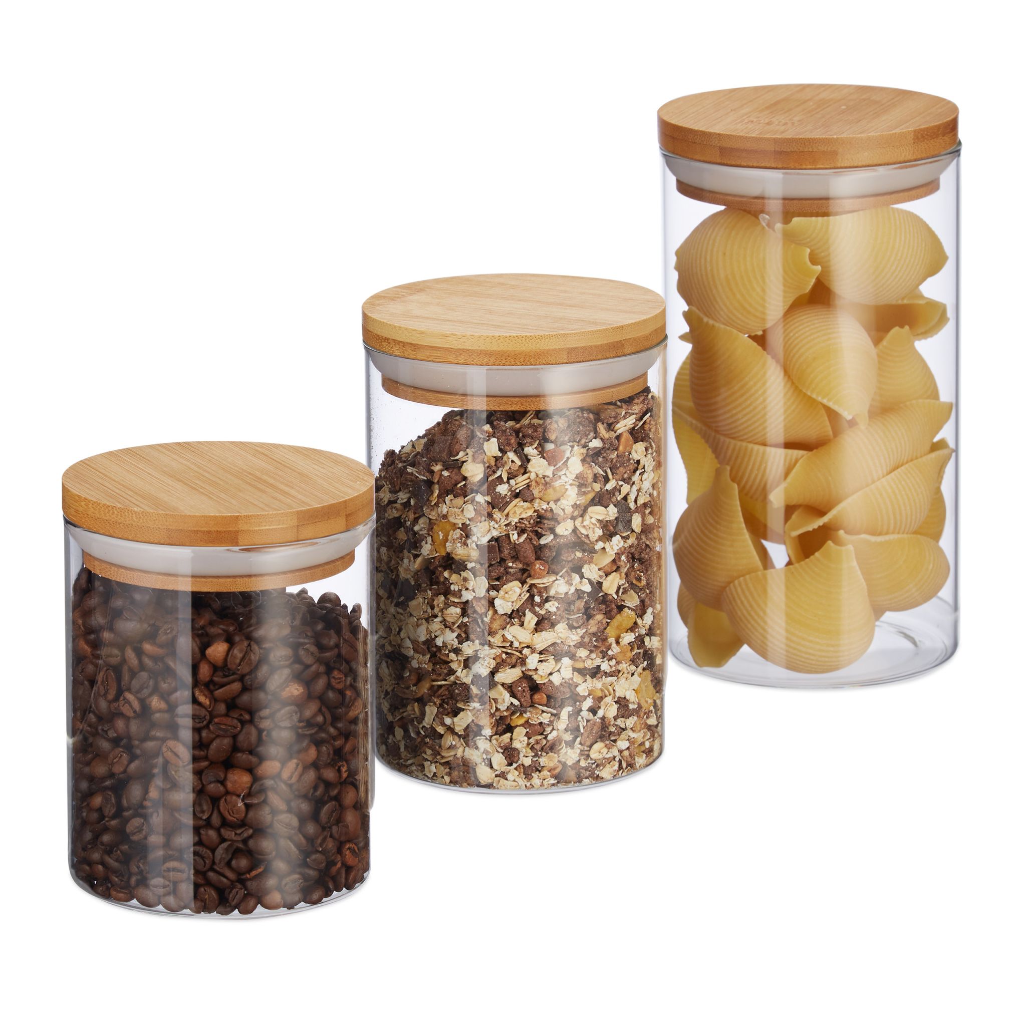 Vorratsdosen Glas 3er-Set Hellbraun-Transparent