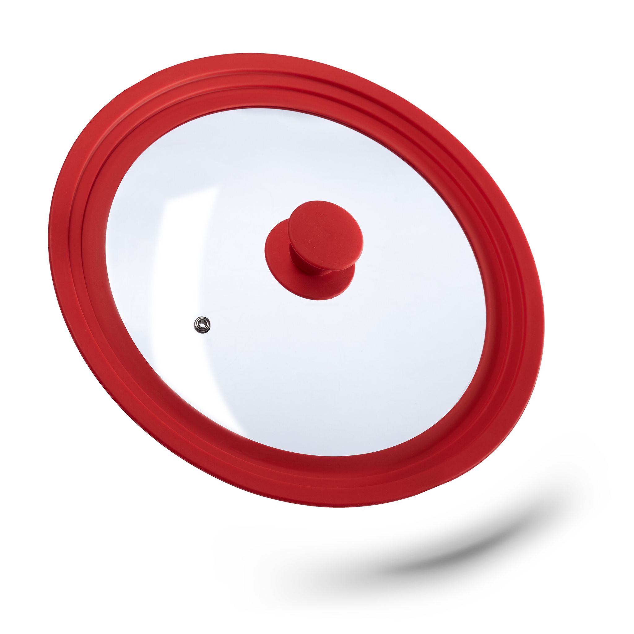 Topfdeckel 26-30cm mit Silikon Rot-Transparent