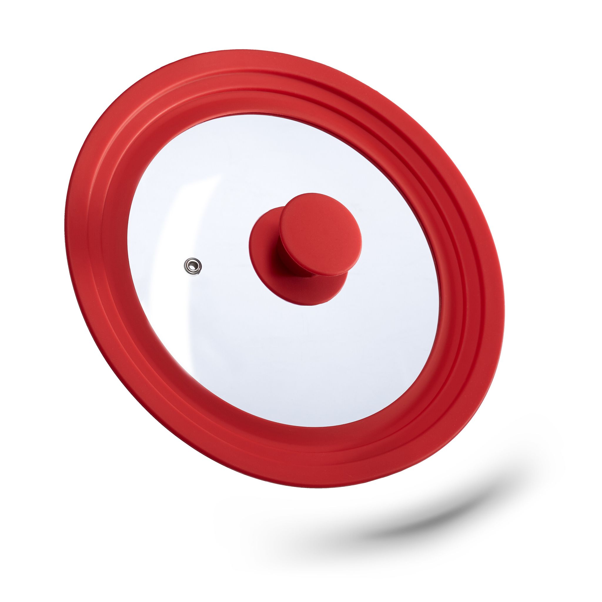 Topfdeckel 20-24cm mit Silikonrand Rot-Transparent