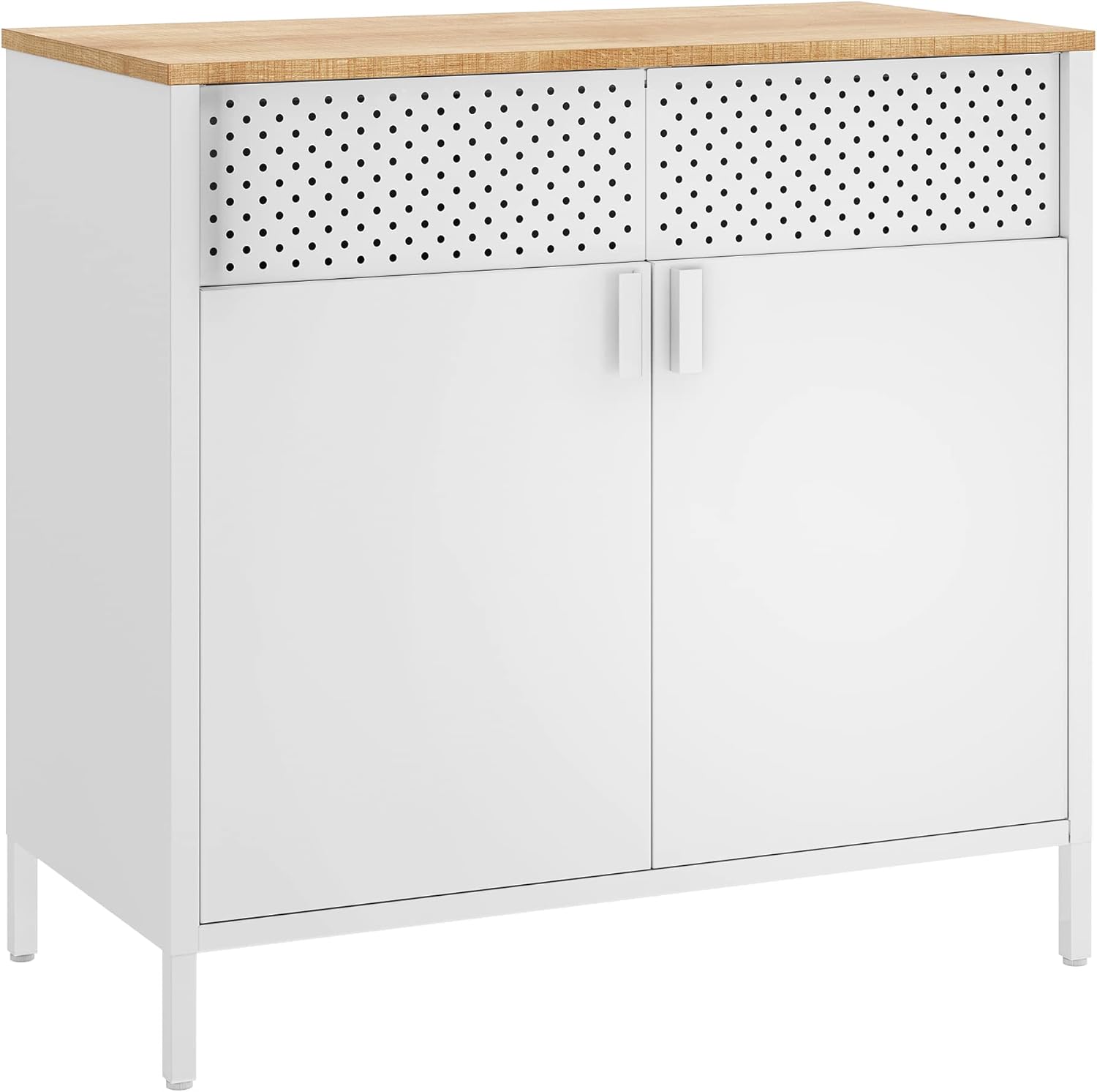 Metallschrank mit Magnetverschluss naturbeige-weiss