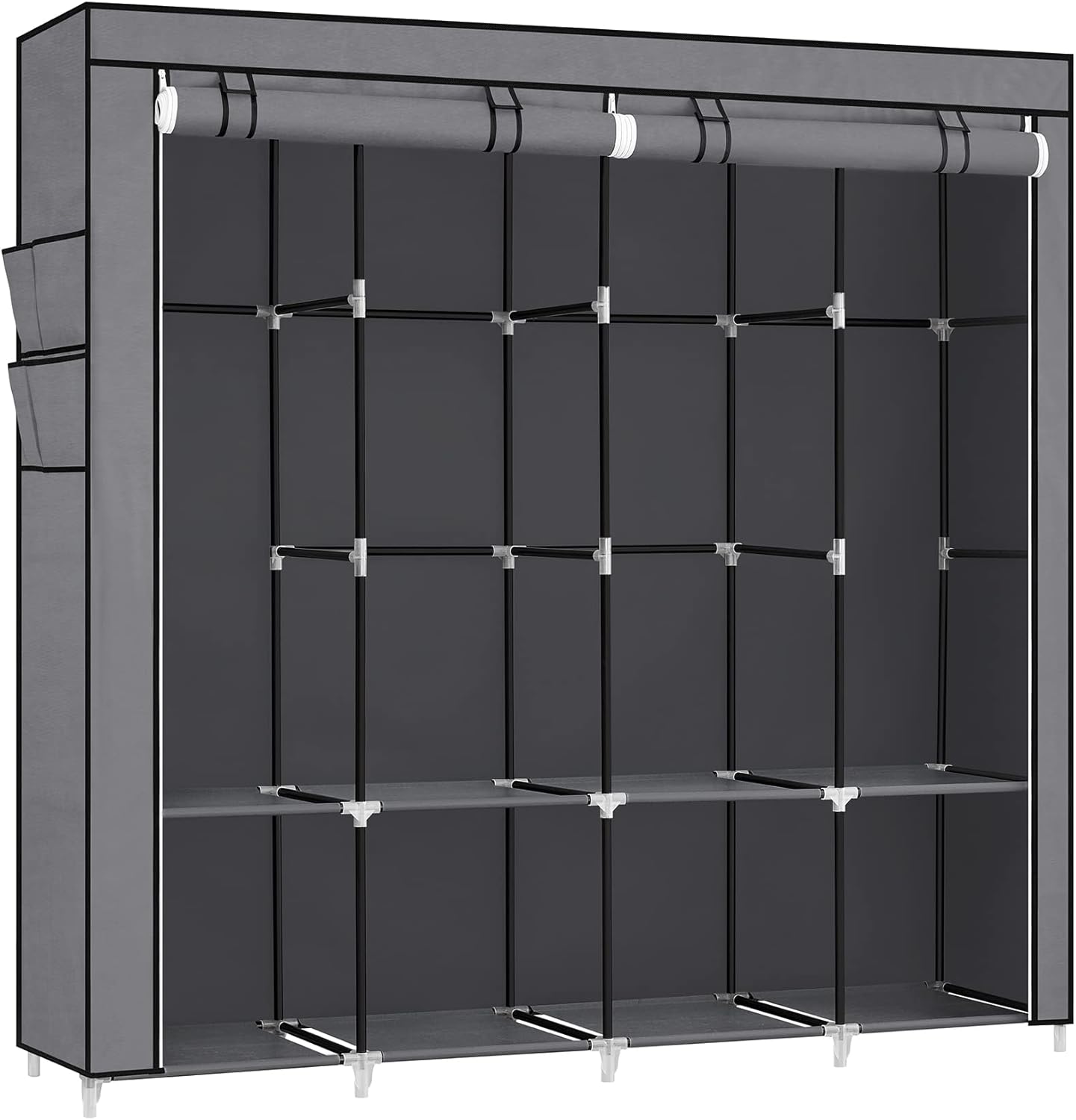 Stoffschrank 170cm grau 4 Hängefächer