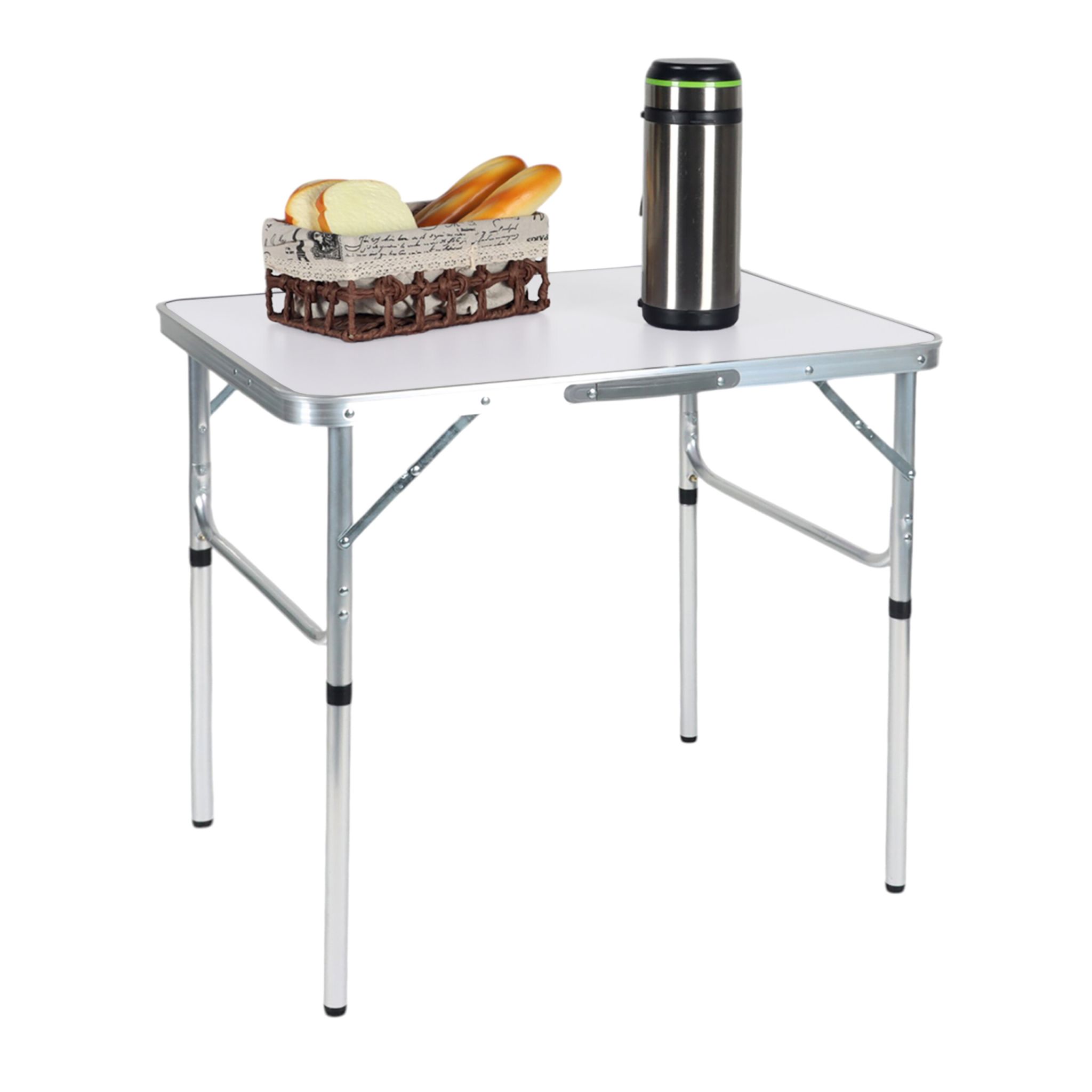 Campingtisch klappbar & höhenverstellbar Weiss-Silber
