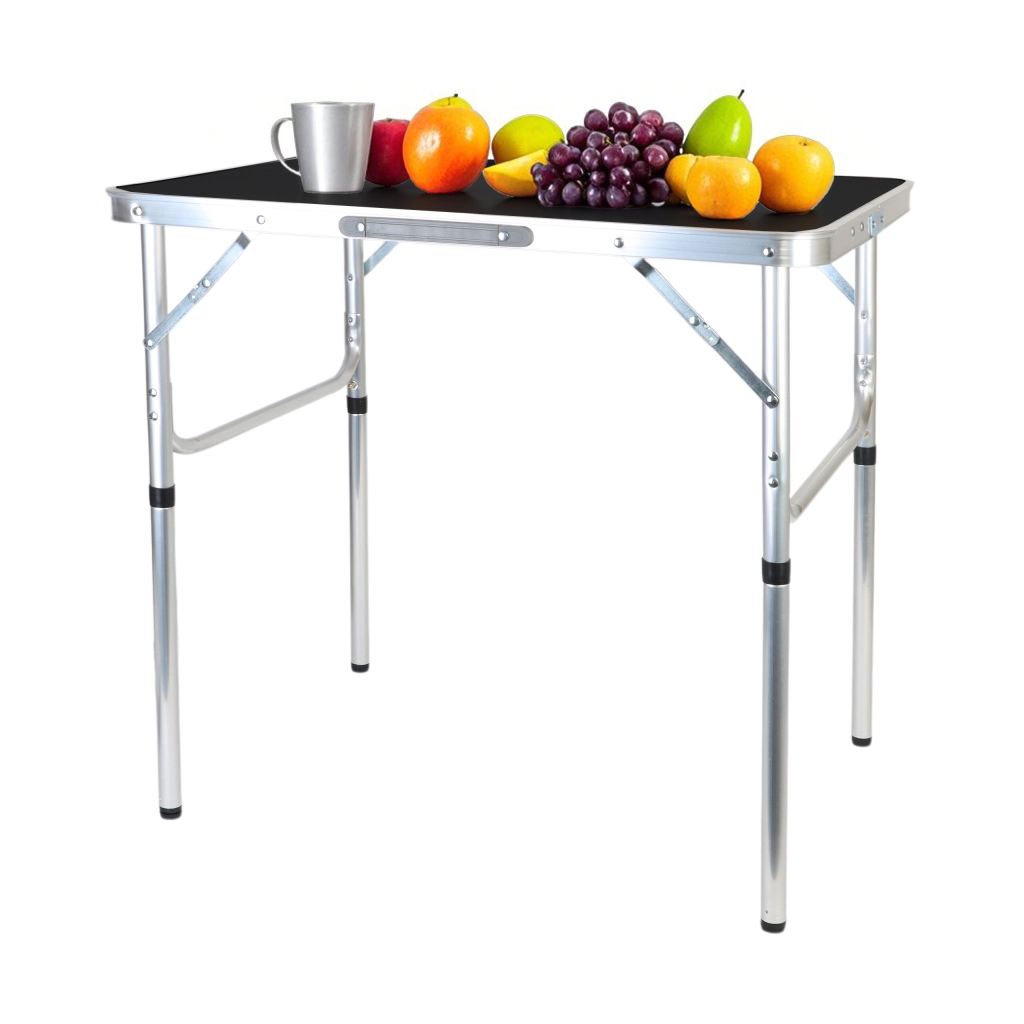 Campingtisch klappbar & höhenverstellbar Schwarz-Silber