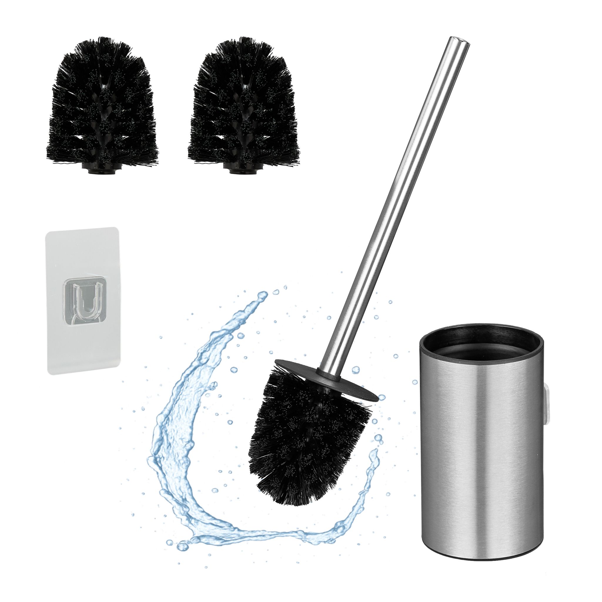 Toilettenbürste zur Wandmontage Schwarz-Silber