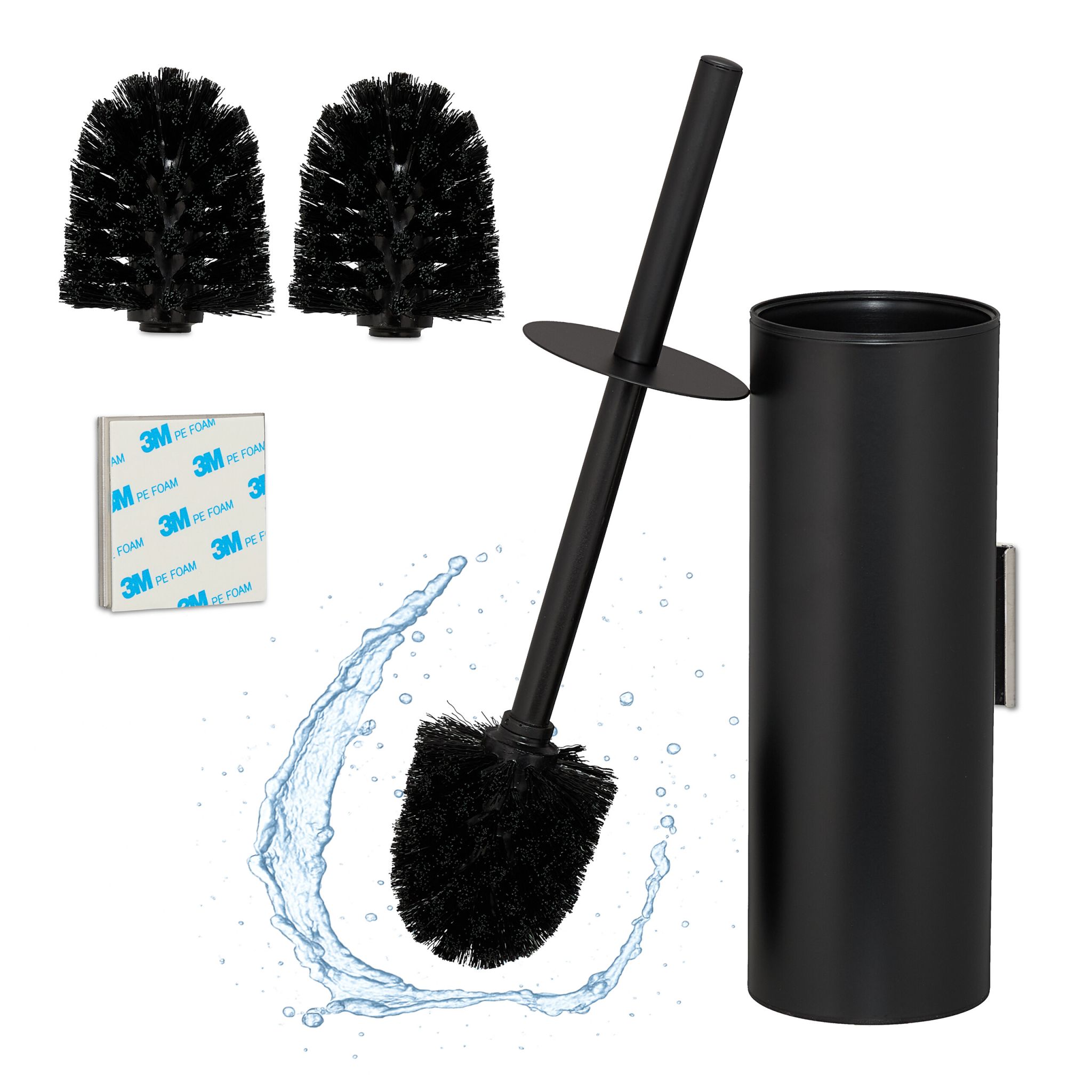 Toilettenbürste zur Wandmontage Schwarz-Silber