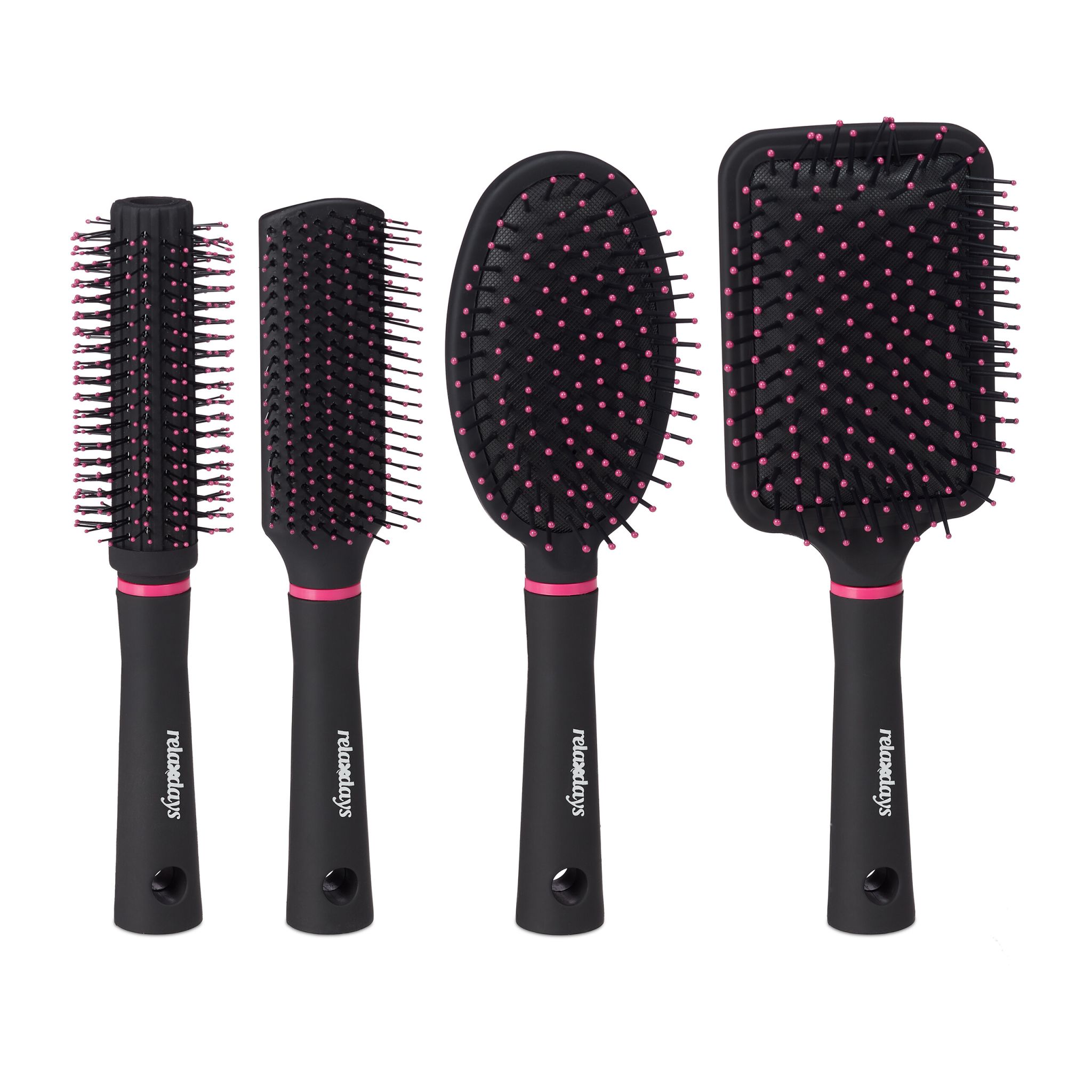 Haarbürste 4er-Set Pink-Schwarz