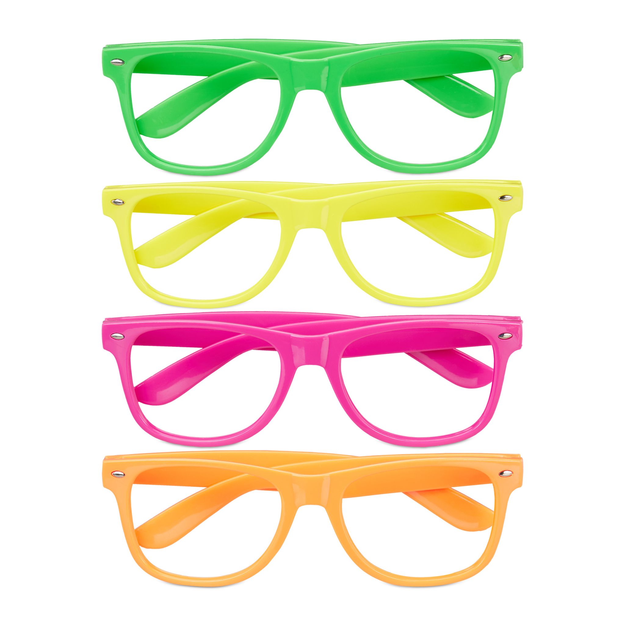 Bunte Partybrille 4er-Set Gelb-Grün-Pink