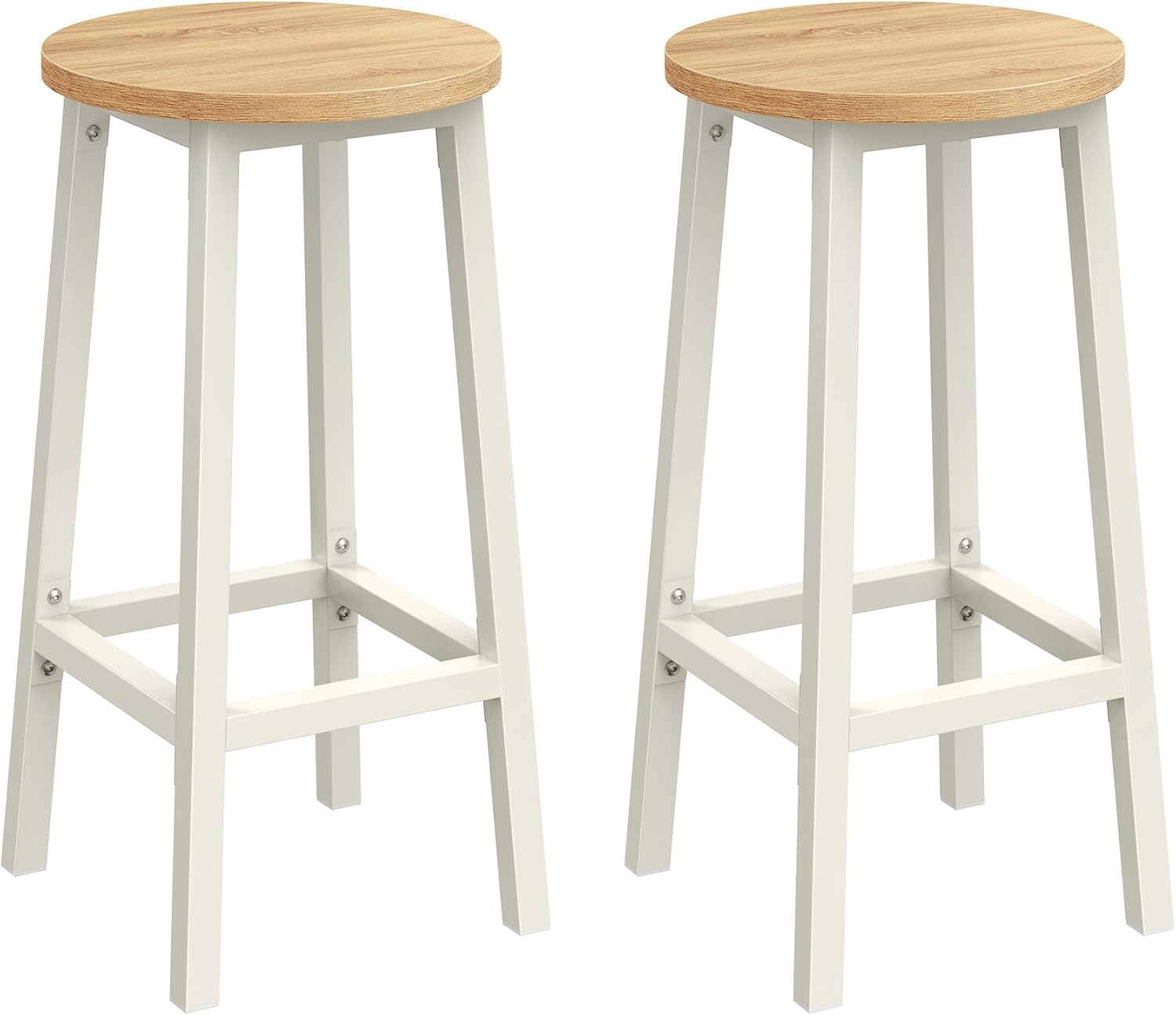 Barhocker 2er-Set Metallgestell Eichenbeige-Weiss