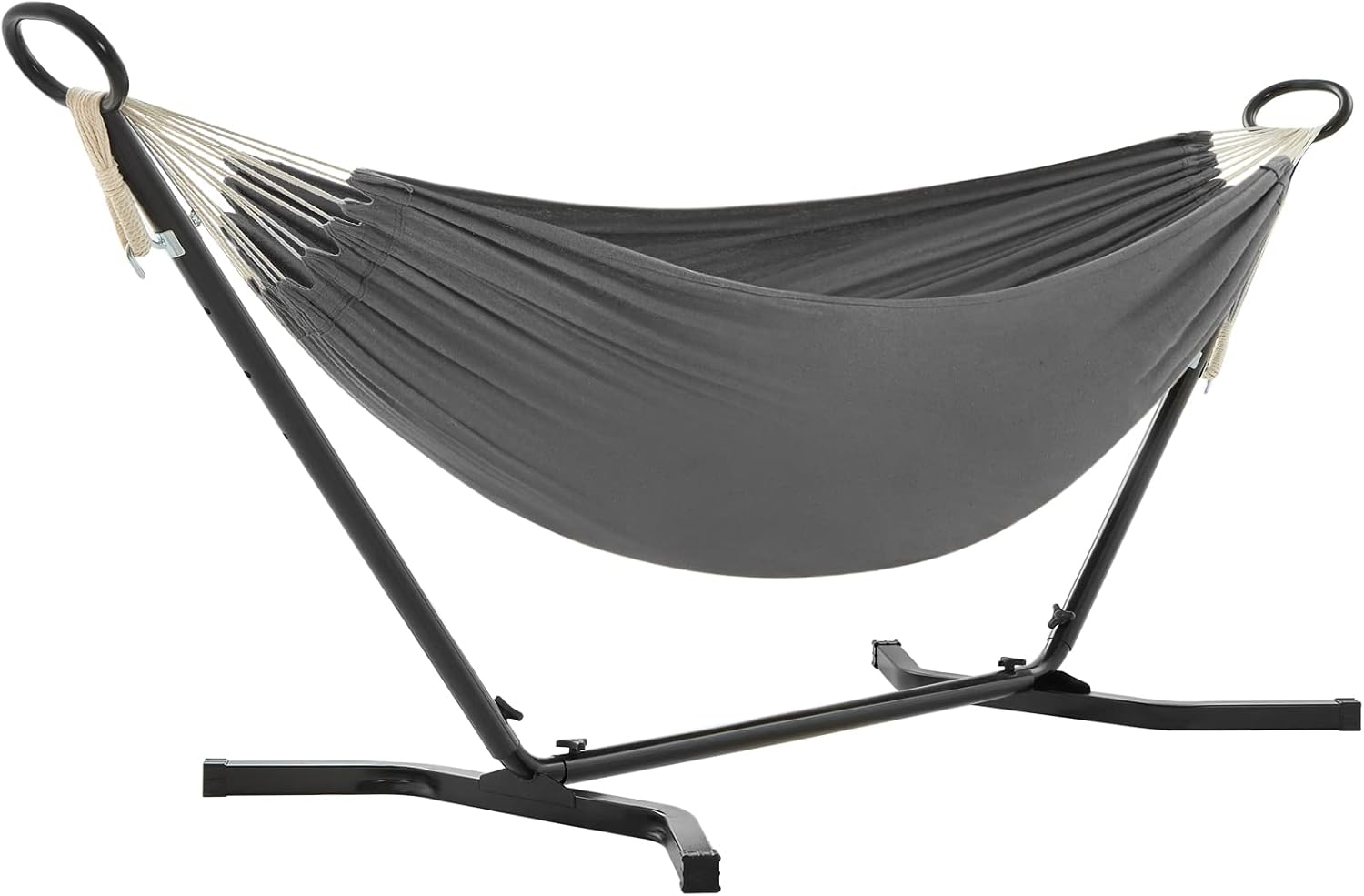 Hängematte mit Gestell höhenverstellbar 240kg grau Metall
