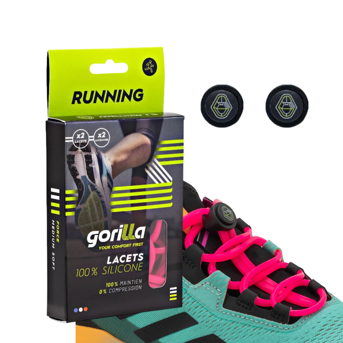 Elastische Schnürsenkel Flexibel Ohne Binden Silikon Running & Joggen Neonrosa