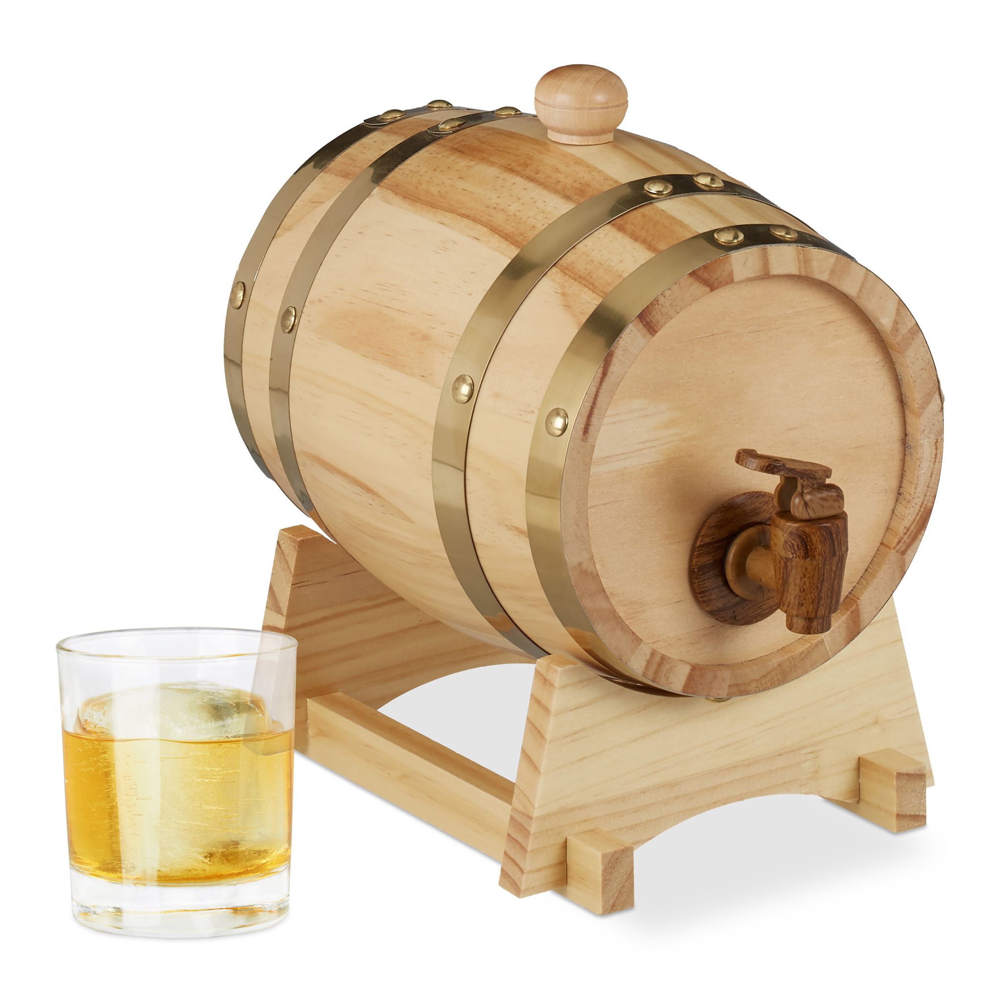 Holzfass 1,25L Dunkelbraun-Hellbraun